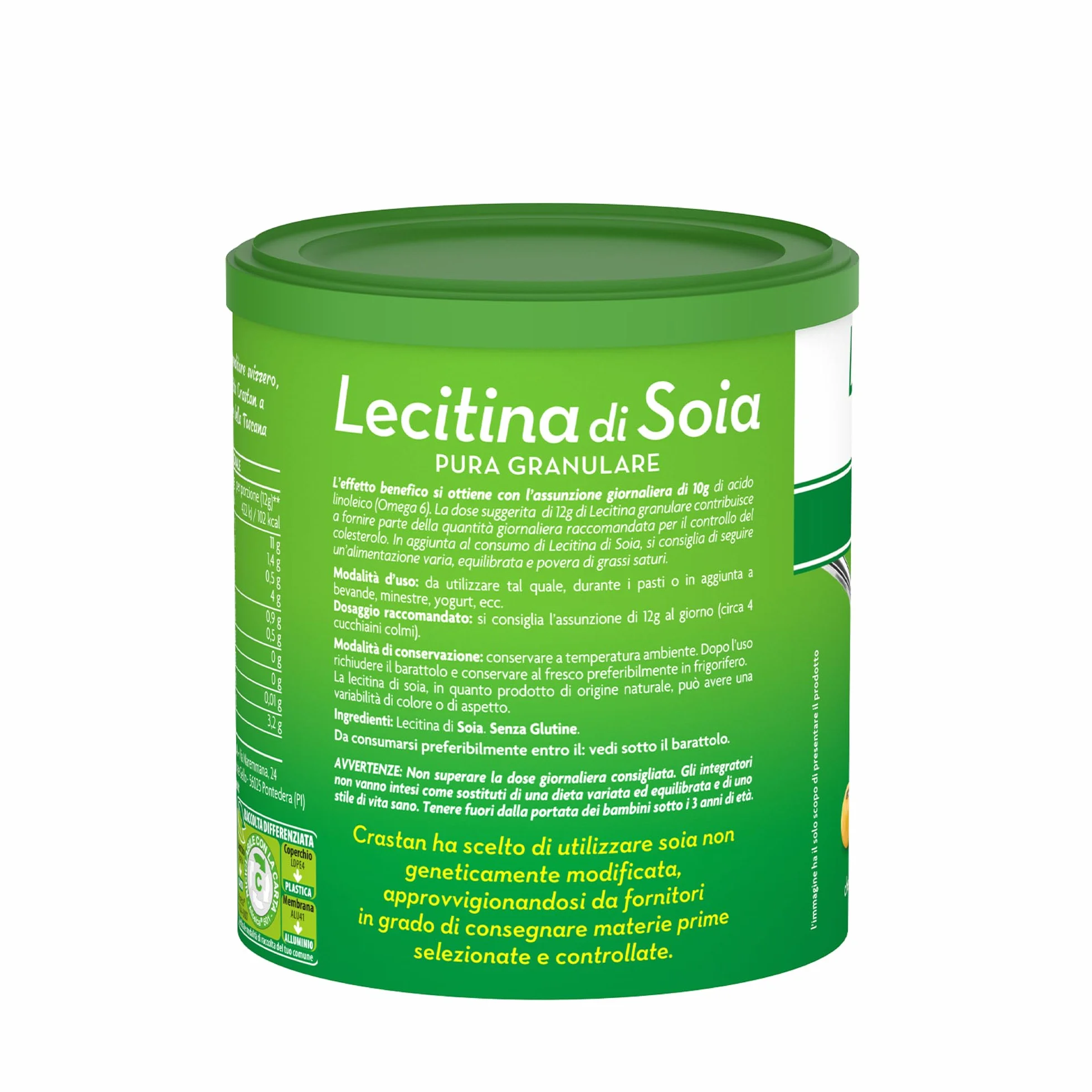 Crastan Lecitina di Soia Pura Granulare Integratore Alimentare 2x250g