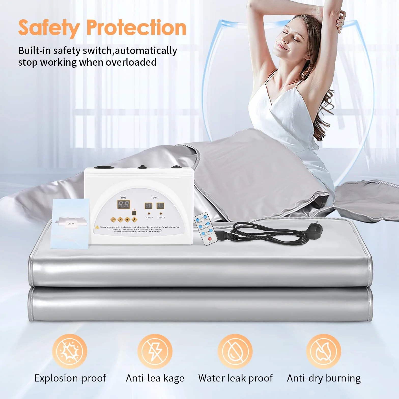 MINENICE Coperta Sauna a Infrarossi 2 Zone Far Infrared Blanket Termosauna Portatile