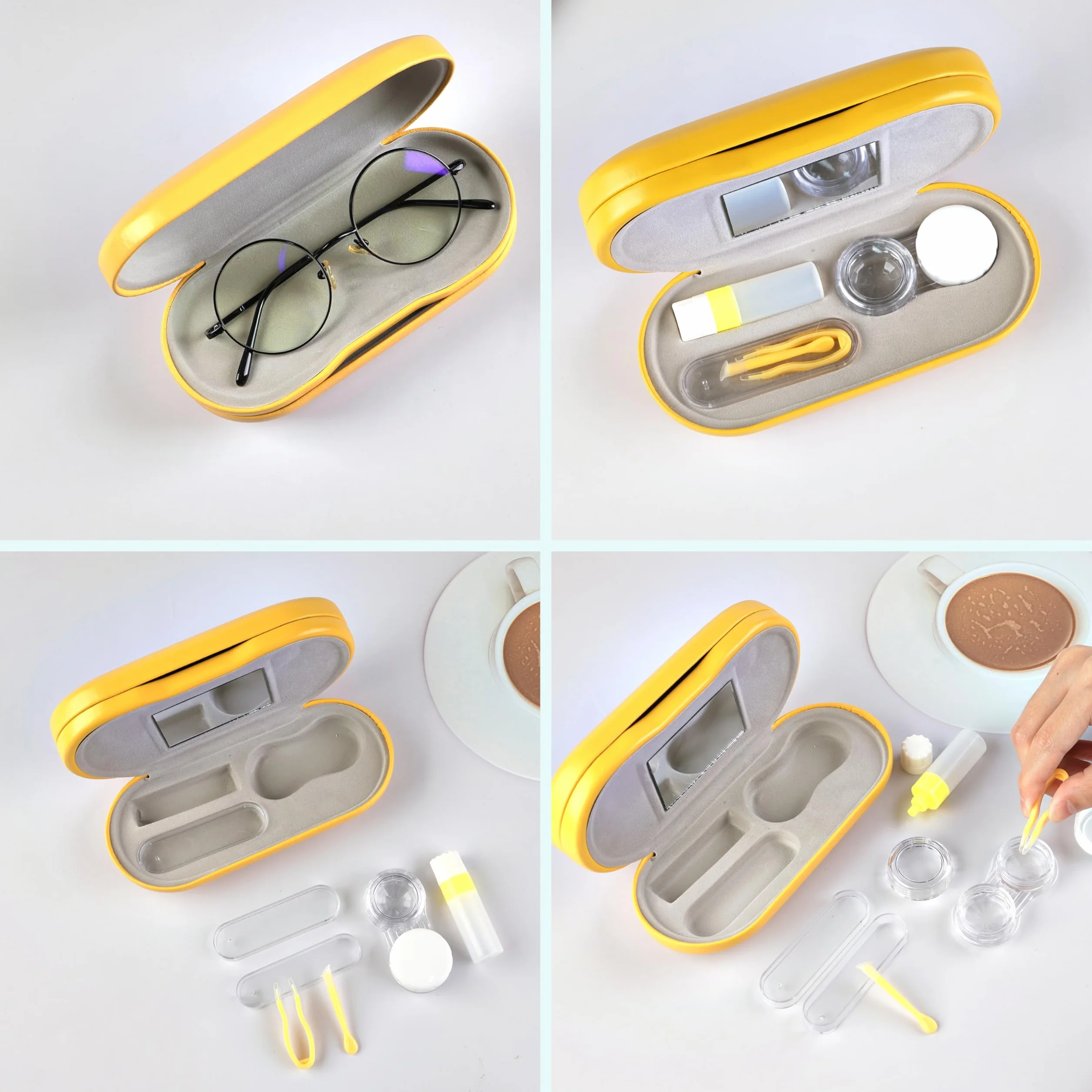 Custodia 2-in-1 per occhiali da vista e lenti a contatto portatile multifunzione