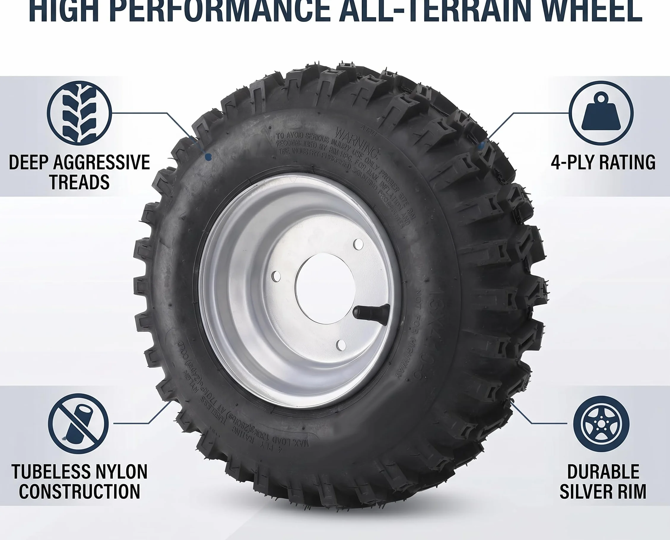 Tbest 13x4.1 6 Pneumatici Pneumatici Tubeless in Lega di Alluminio con Cerchioni in Gomma Antideflagrante per ATV Quad Off Road Carrello Go Kart Ruote Durevoli Ad Alte Prestazioni in