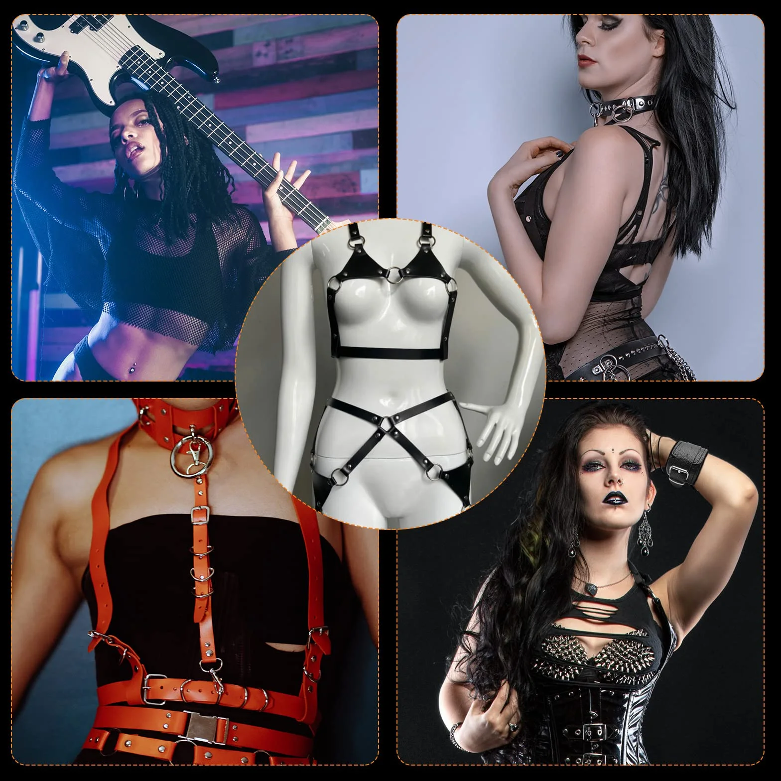 Set di Lingerie Bondage con Imbracatura in Finta Pelle, Cintura per Il Corpo, Cinghie per Il Petto, Giocattoli Erotica Fetish