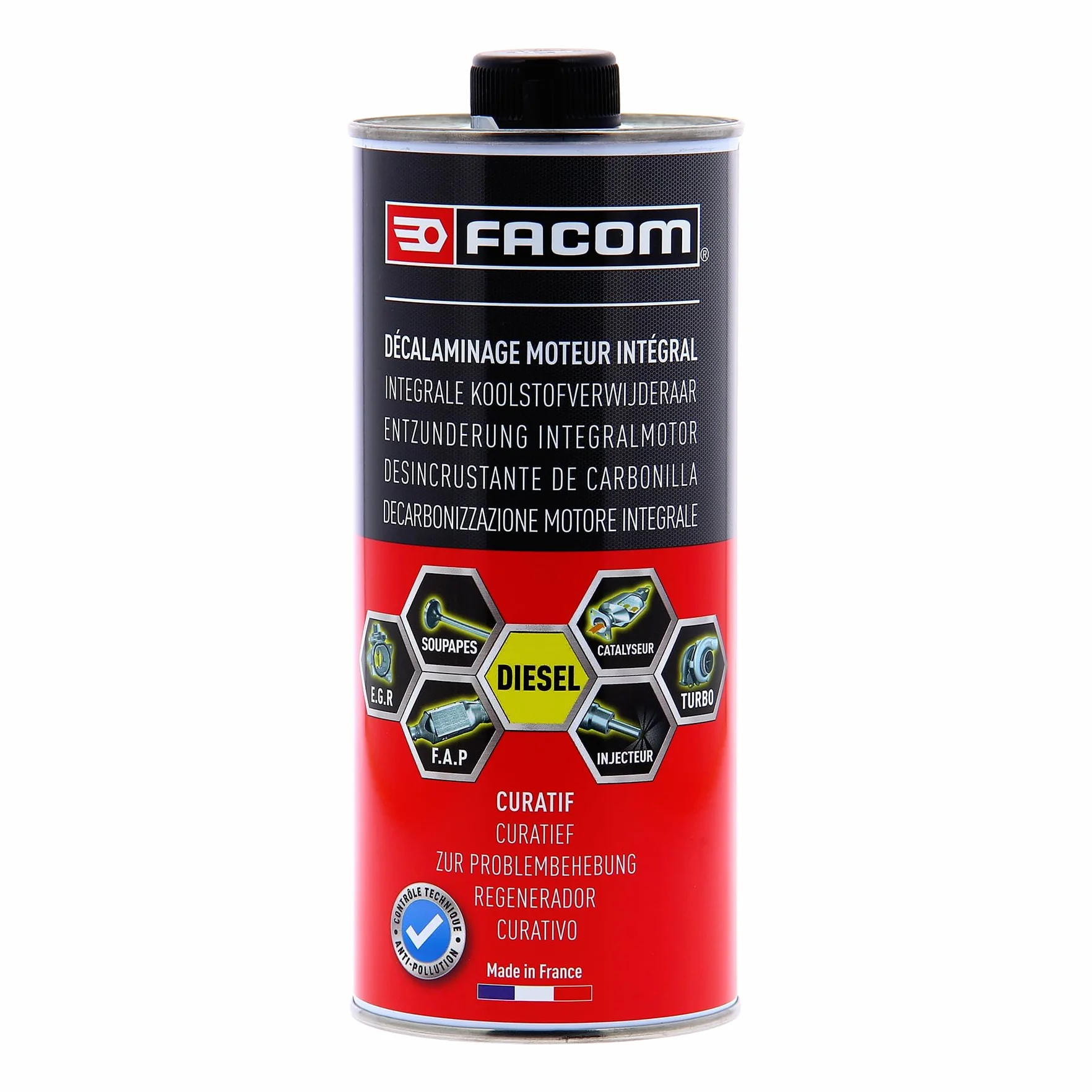FACOM 006025 Additivo Decarbonizzante Motore Diesel 1L Trattamento Curativo Pulizia EGR Turbo Catalizzatore FAP