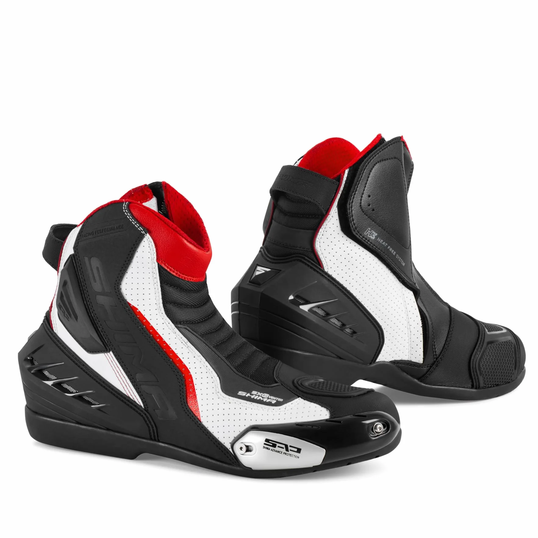 SHIMA SX-6 Men, Scarpe Moto Uomo | Rinforzate Stivali Moto Uomo in Pelle, Supporto alla Caviglia, Suola Antiscivolo, Impugnatura del Cambio (Bianco, 45)