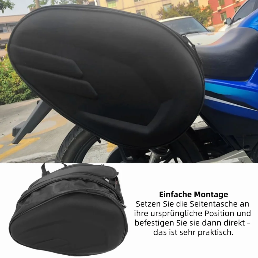 Borsa Sella Moto Impermeabile Tessuto Oxford 600D Grande Capacità Nero
