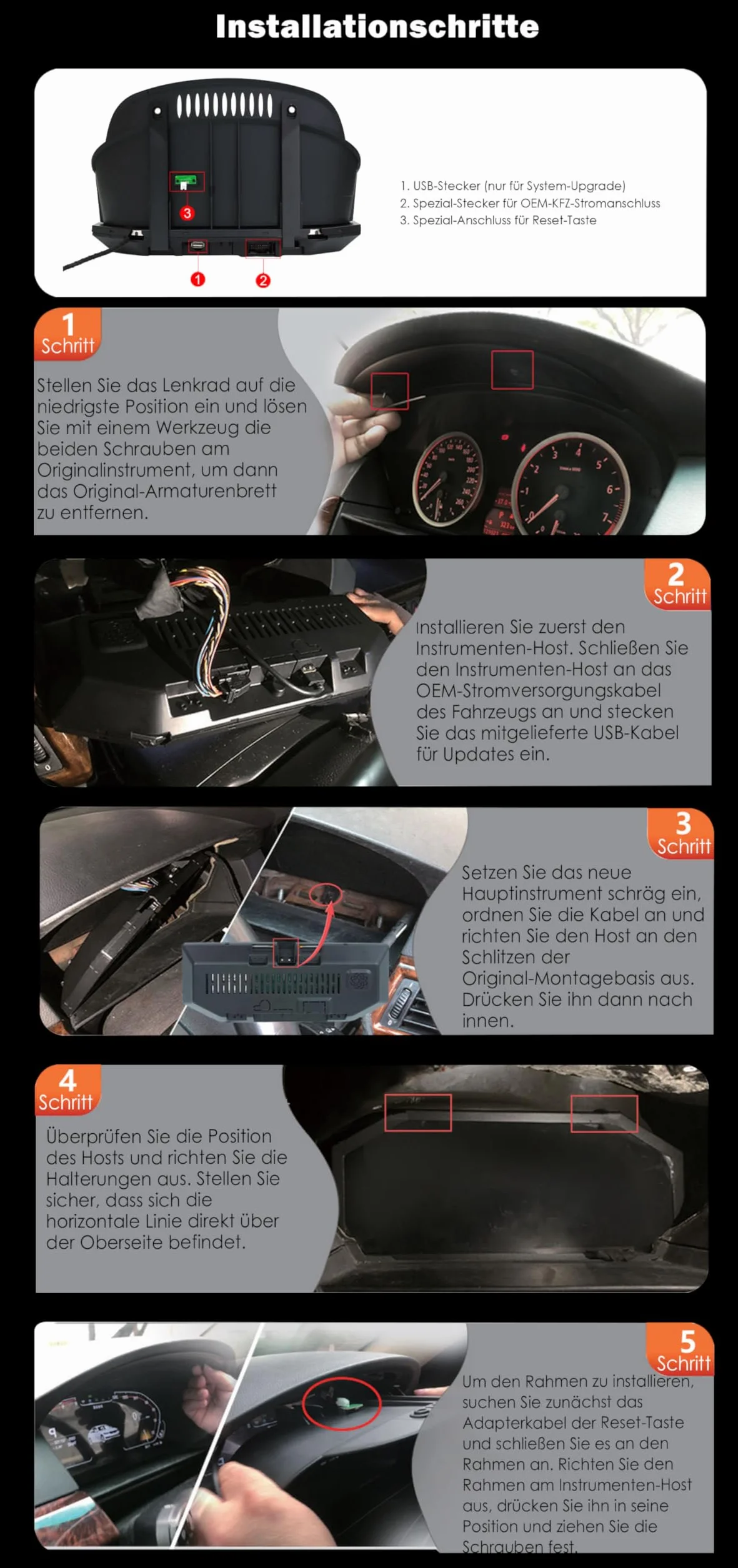 Tachimetro Digitale LCD 12,3" per BMW 5 Serie E60 E61 X5 E70 X6 E71 CiC CCC Plug & Play HD Display
