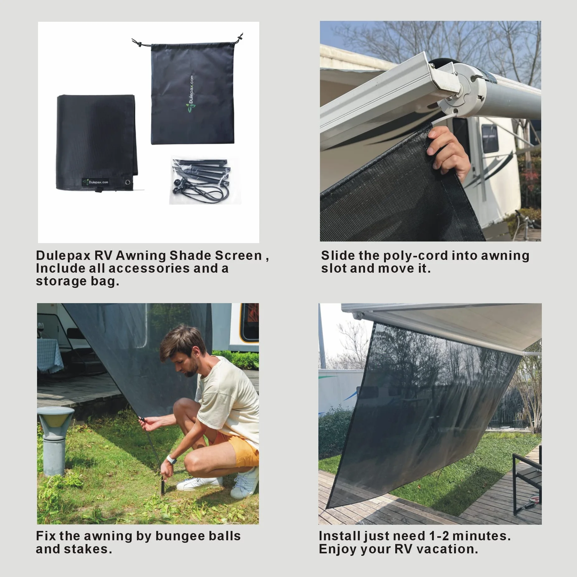 Dulepax Tenda parasole per camper, 2,3 x 35,6 cm, in rete, per roulotte, camper, roulotte, tenda da campeggio, protezione anti-UV