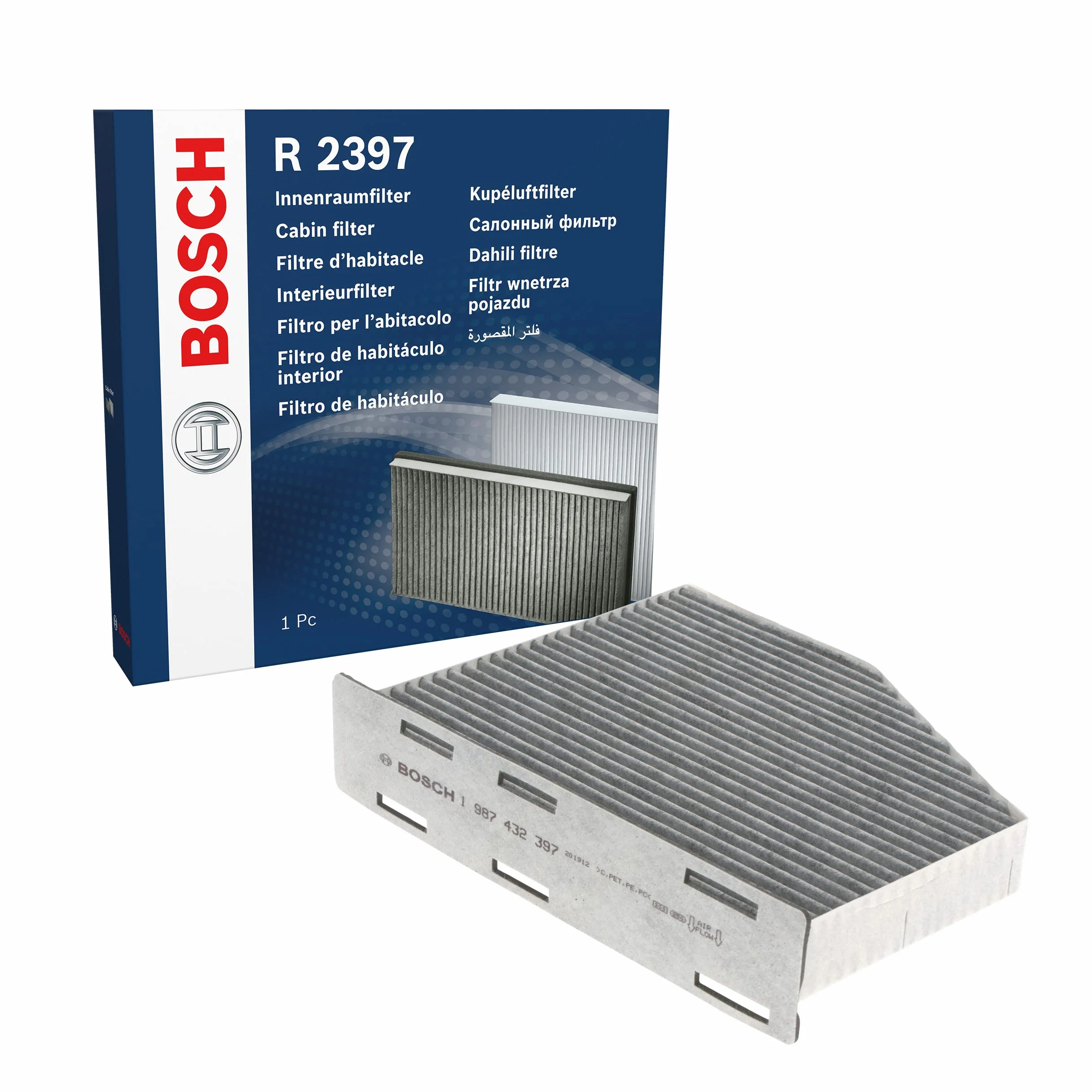 Bosch Filtro Abitacolo ai Carboni Attivi R2397, Filtro di Ricambio