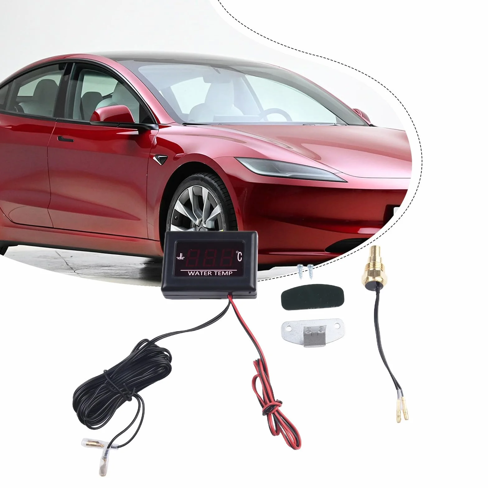 Kit misuratore di temperatura digitale universale per motore auto con sensore e supporto