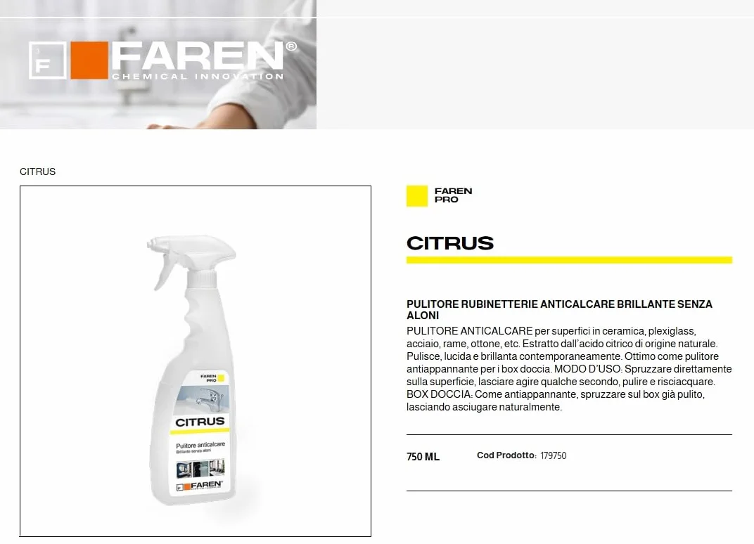 Faren CITRUS Pulitore Anticalcare Acido Citrico 750ml