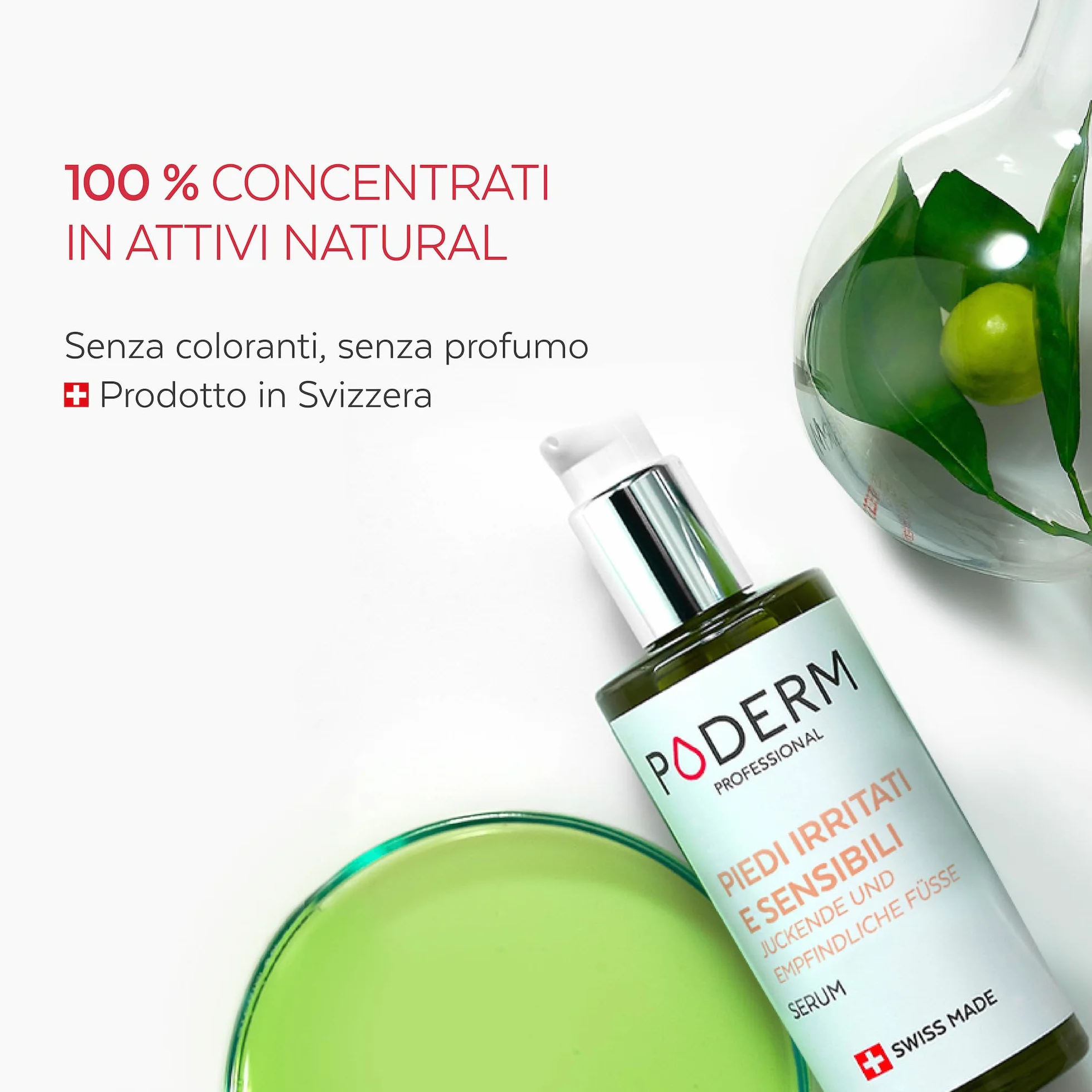 PODERM OLIO DI SIERO PIEDI TEA TREE Ripara lenisce irritazioni prurito desquamazioni Cura dei piedi Swiss Made
