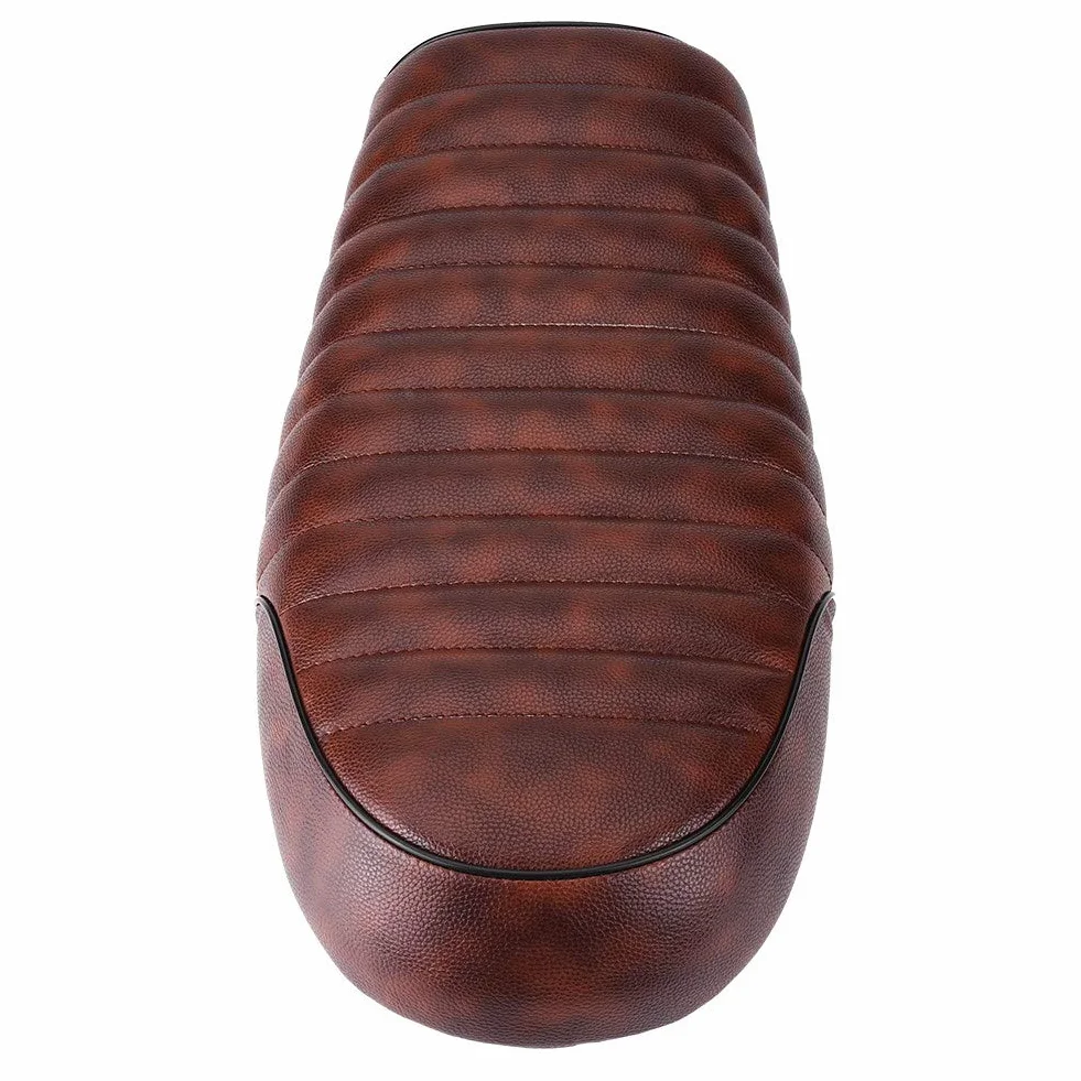 Sedile Moto in Pelle PU Vintage Cafe Racer Sella Piatta Cuscino per CG125 GN CB400SS