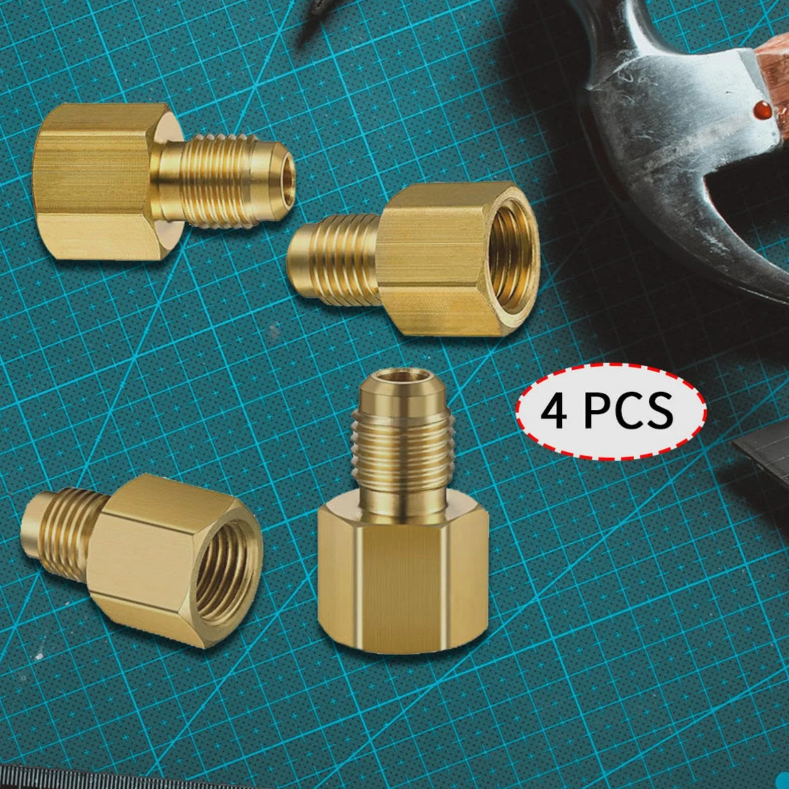Raccordo Adattatore in Ottone R134A Flare Femmina 1/4 Pollice a Maschio 1/2 Pollice Serbatoio SAE per Refrigerazione Condizionatore d'Aria
