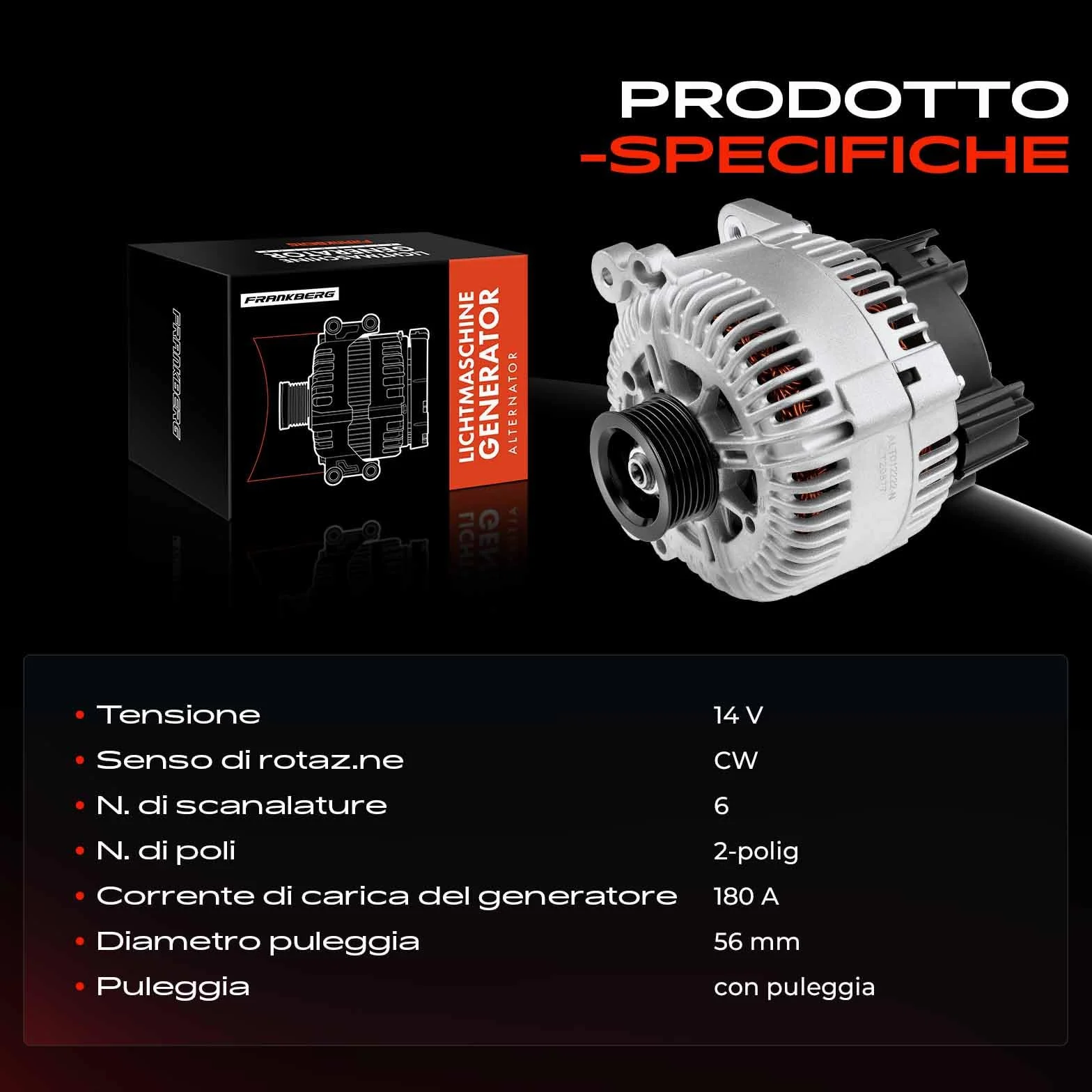 Frankberg Alternatore Generatore Compatibile 7L6 7L7 7LA 3.0L Q7 4LB 3.0L A6 Avant 4F5 3.0L A6 4F2 3.0L A6 Avant 4F5 2.7L 06C903016J