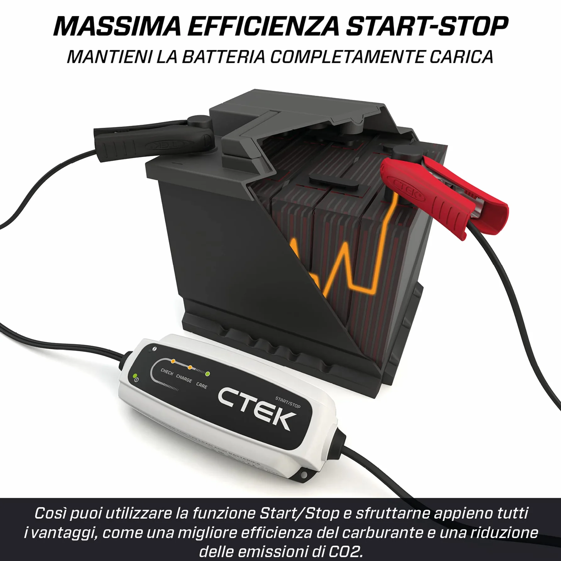 CTEK CT5 START/STOP, Caricabatterie 12V, Mantenitore Di Carica Per Batteria Auto, Caricabatterie Intelligente Desolfatore Con Sistema Di Mantenimento