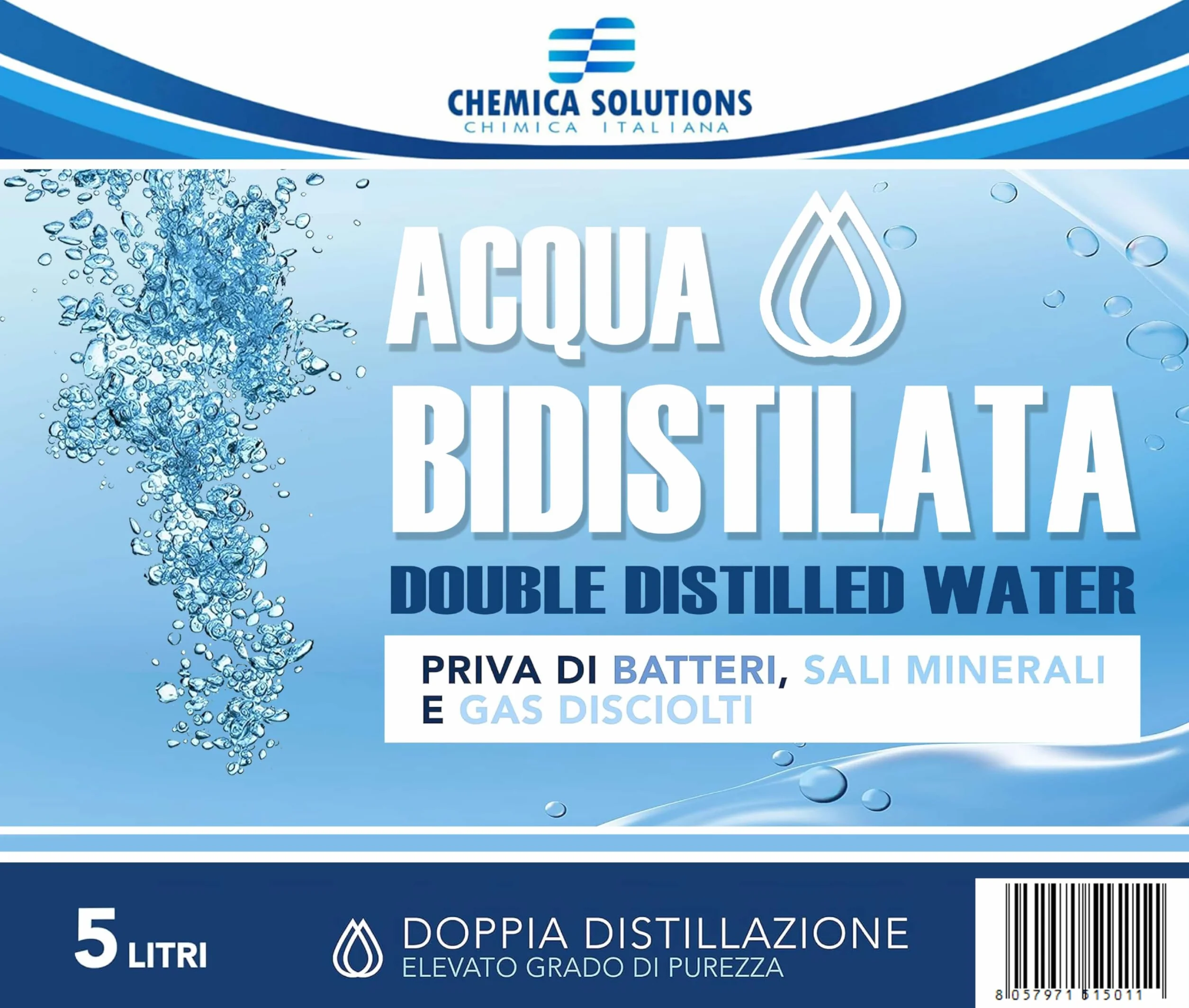 Acqua Bidistillata Pura 2 X 5 Litri per Uso Industriale e Clinico - Demineralizzata Made in Italy