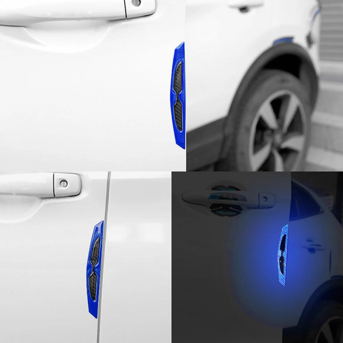 JNNJ 4 Pezzi Protezioni per Portiere Auto, Adesivi Decorativi Riflettenti per Auto, Auto Universale Paraurti Guardia Antigraffio Protettore Trim Adesivi, Accessori Esterni per Camion, SUV(Blu)