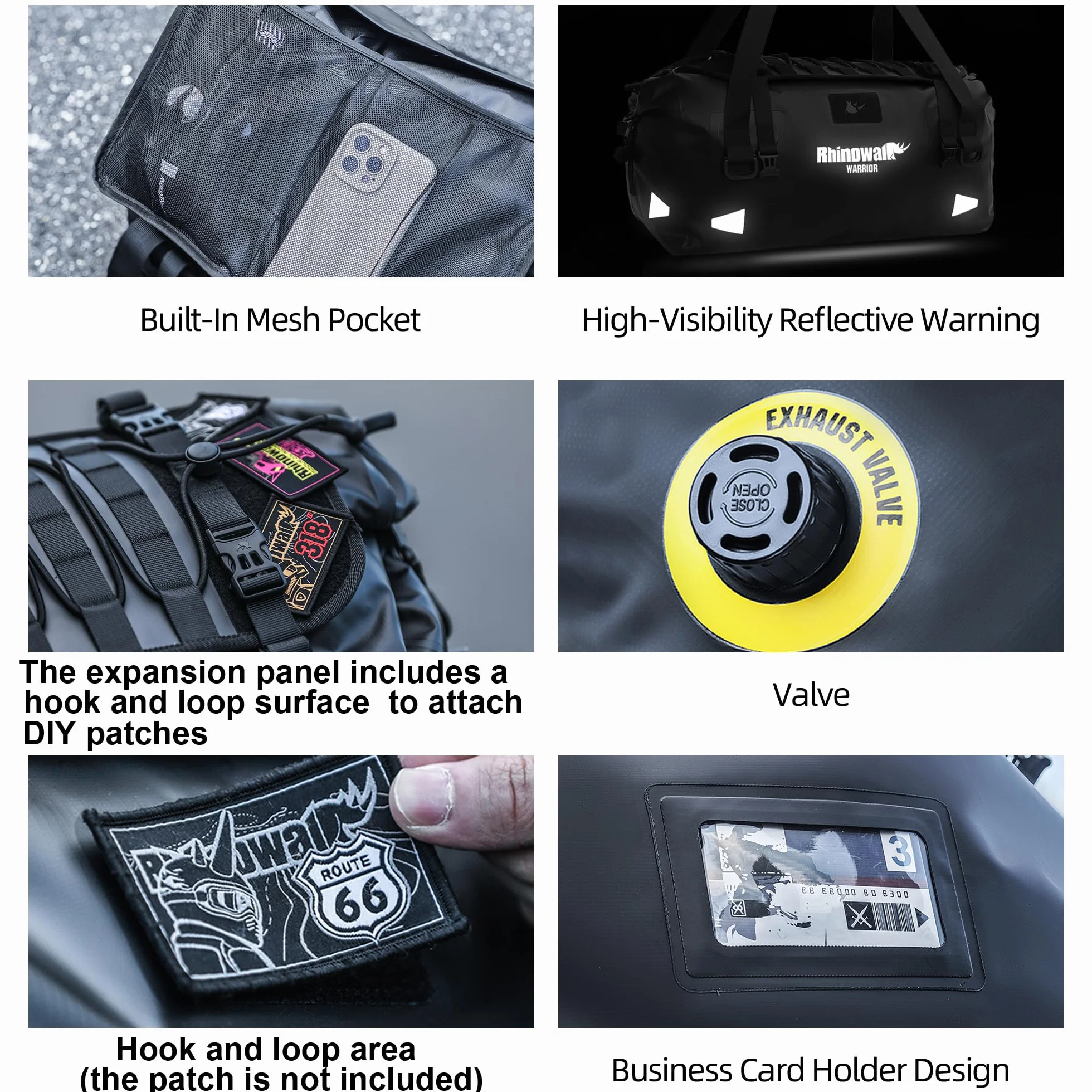 Rhinowalk Borsa da sella per moto 65L impermeabile con espansione MOLLE