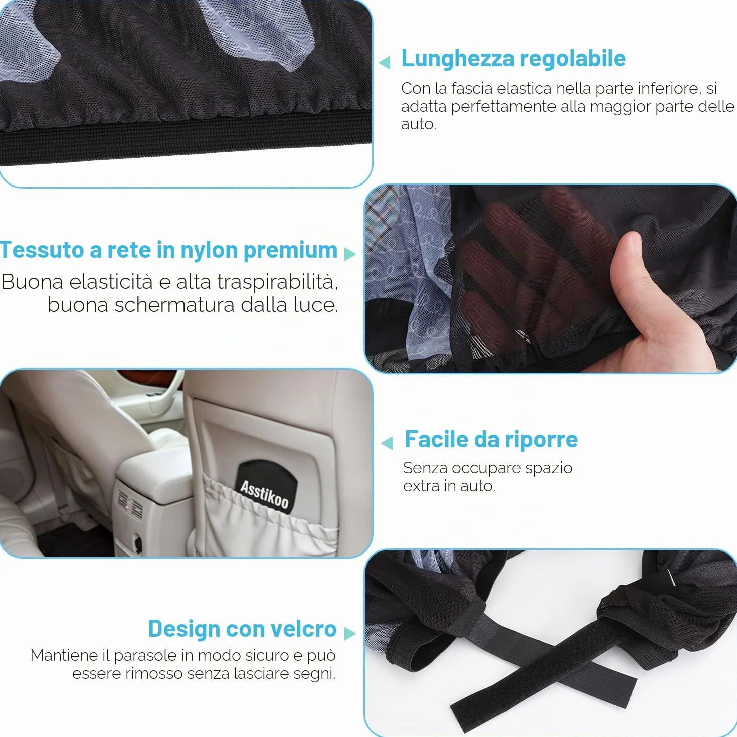 Parasole Auto Bambini 2 Pezzi Anti-UV Anti-Zanzara Tendina Laterale