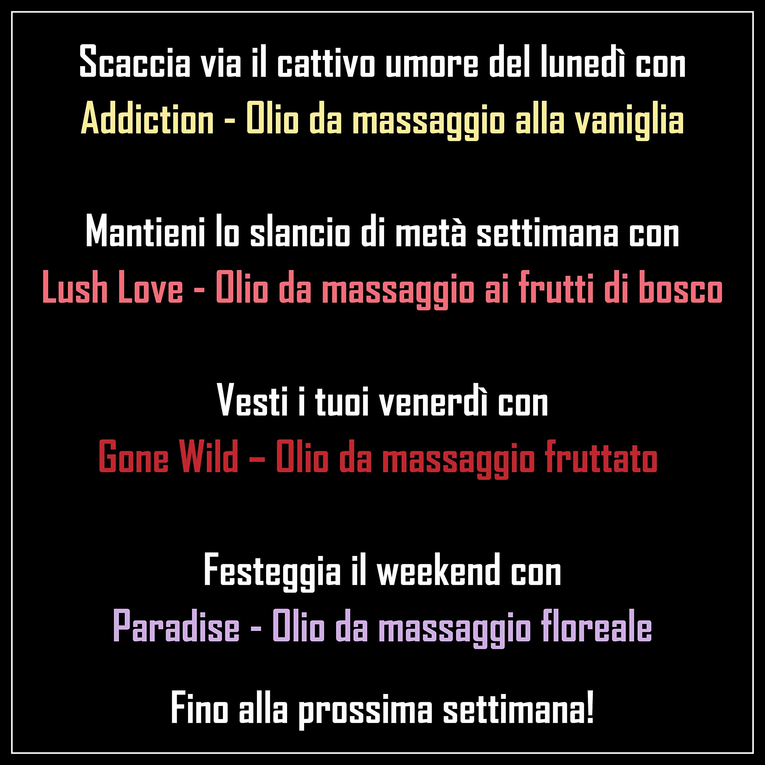 Set regalo olio da massaggio sensuale commestibile aromatico per tutto il corpo 120 ml