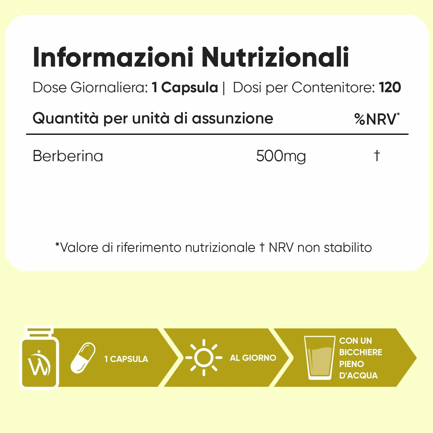 Berberina Vegana 500 mg Pura 85% Integratore 120 Capsule Berberis Aristata Senza Magnesio Stearato Prodotto in Europa