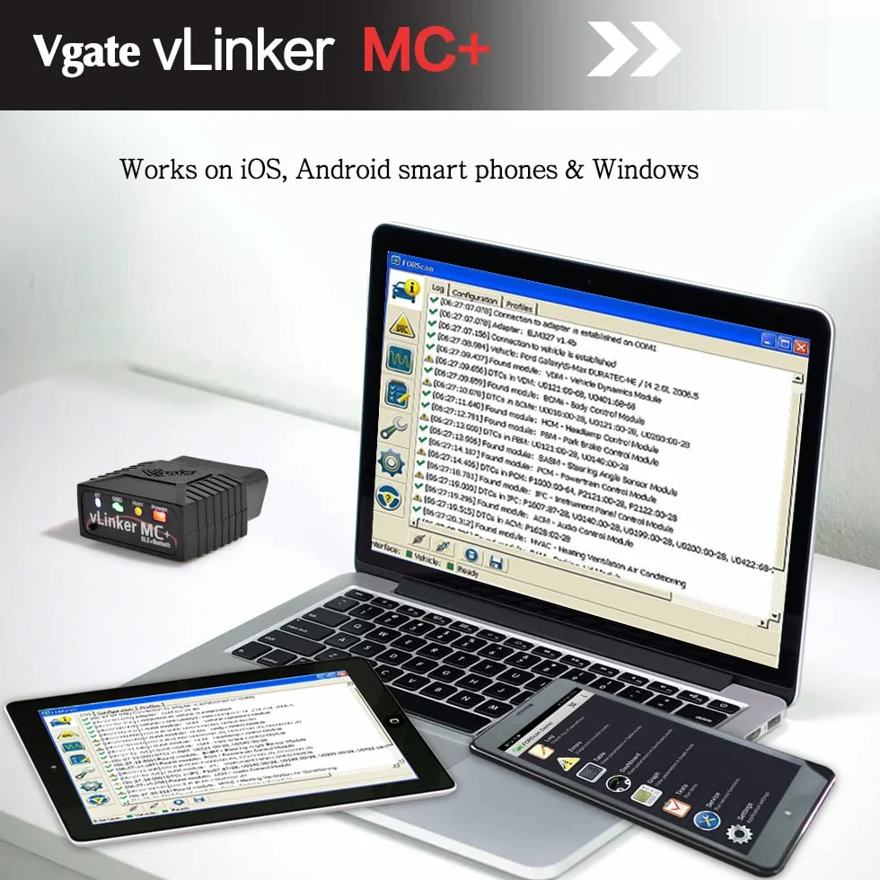 Vgate vLinker MC+ OBD2 Bluetooth Diagnostico Scanner per Auto iOS Android Windows