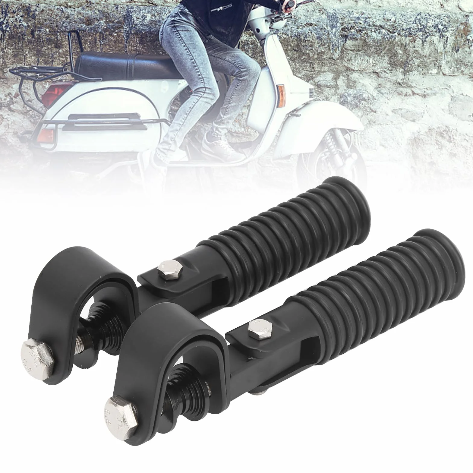 Pedane per moto Pedane per autostrada per barre di protezione Morsetto Supporto per poggiapiedi Protezione per barra di protezione motore Pedane per moto Universali Pratiche 1In (Noir)