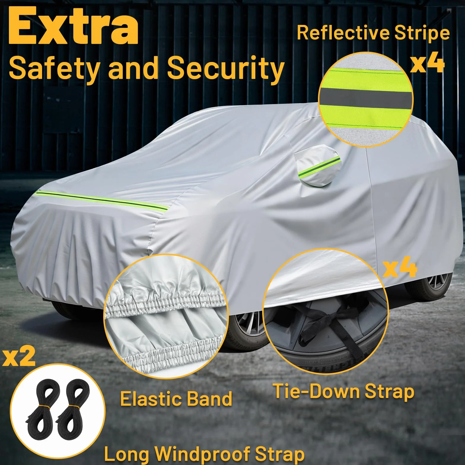 Favoto Copertura Auto Esterno Impermeabile - Telo Copriauto in PEVA+Cotone Anti UV Vento Polvere con Cerniera Compatibile con Tiguan Allspace GLC Audi Q5 BMW X3 per SUV 460-485cm