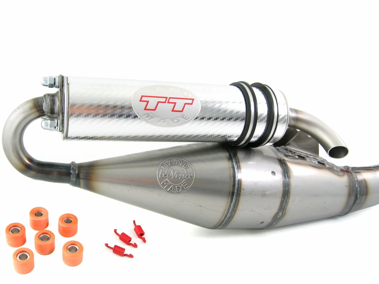 LeoVince TT cromato, scarico sportivo di tuning compatibile con Piaggio Zip 50, Zip 2, Zip SP, Zip Base, Fast Rider, SSL (50 cc/2 tempi)