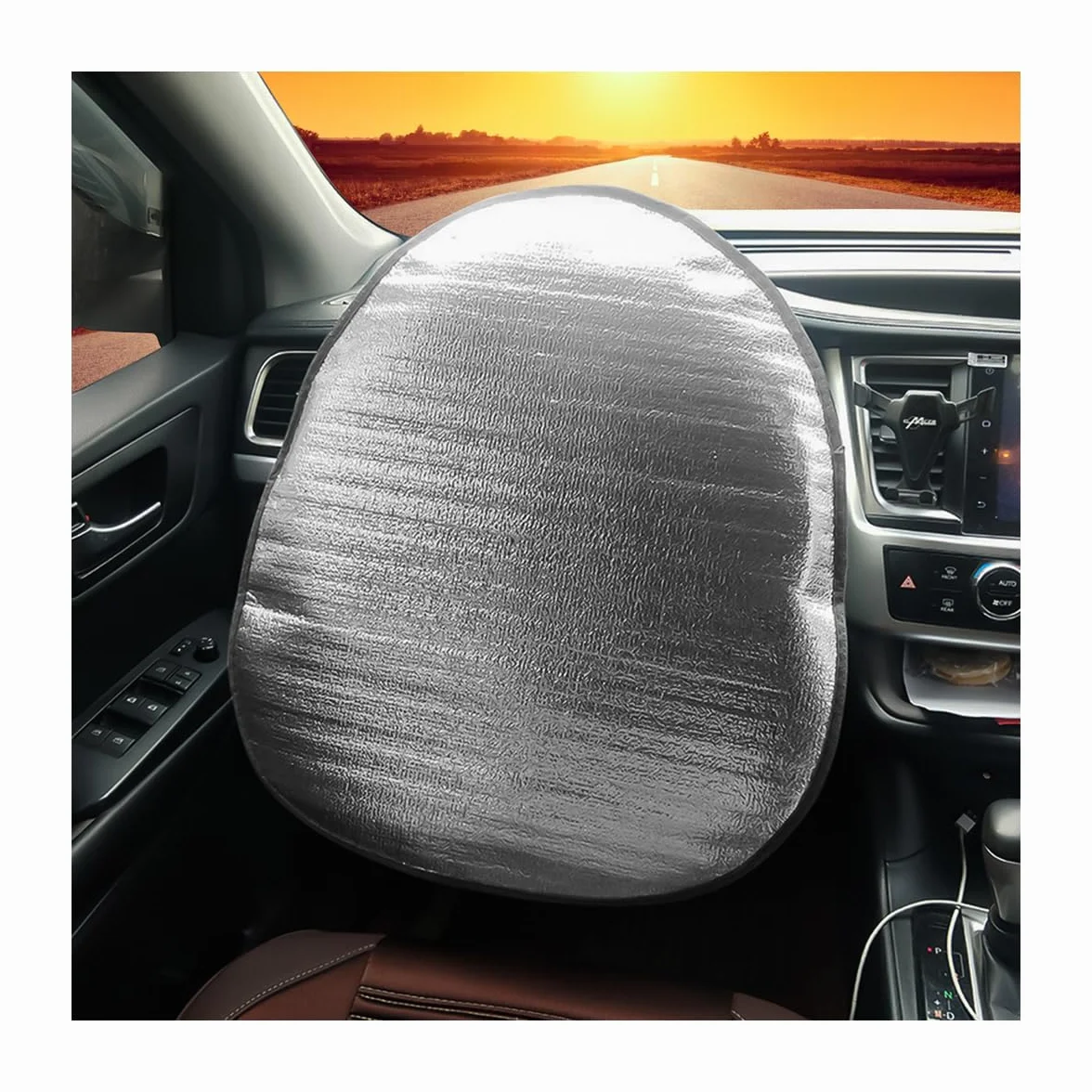 JNNJ Parasole per Volante, Parasole Volante Auto Coprivolante Con Protezione UV, Cappuccio Coprivolante Parasole Universale per Tutte Le Auto, Coprivolante per Auto Ripara Il Volante Dal Sole