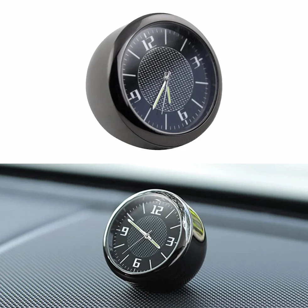 SPORTARC Orologio da auto, cruscotto fluorescente, apertura di ventilazione, da incollare, orologio al quarzo, orologio analogico per auto, barca, bicicletta, casa, lega di zinco