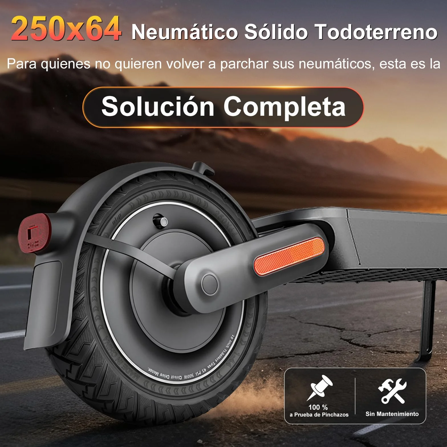 250 x 64 pneumatici completi per Xiaomi 4 Ultra, Navee S65, Navee S65C, scooter elettrico 250 x 64 fuoristrada, pneumatici solidi da 10 pollici, pneumatici in gomma piena, accessori di