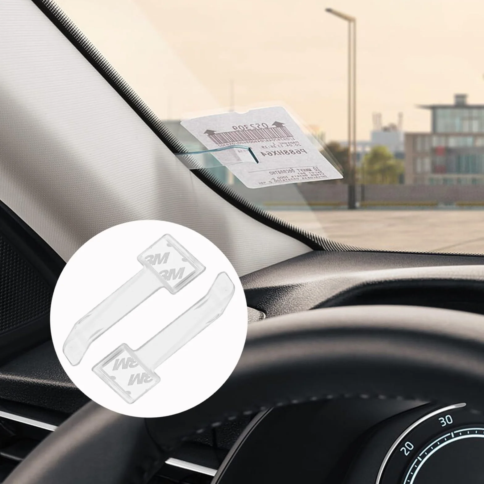 Porta Biglietti Parcheggio per Auto 4 Pezzi Clip Adesivo Trasparente