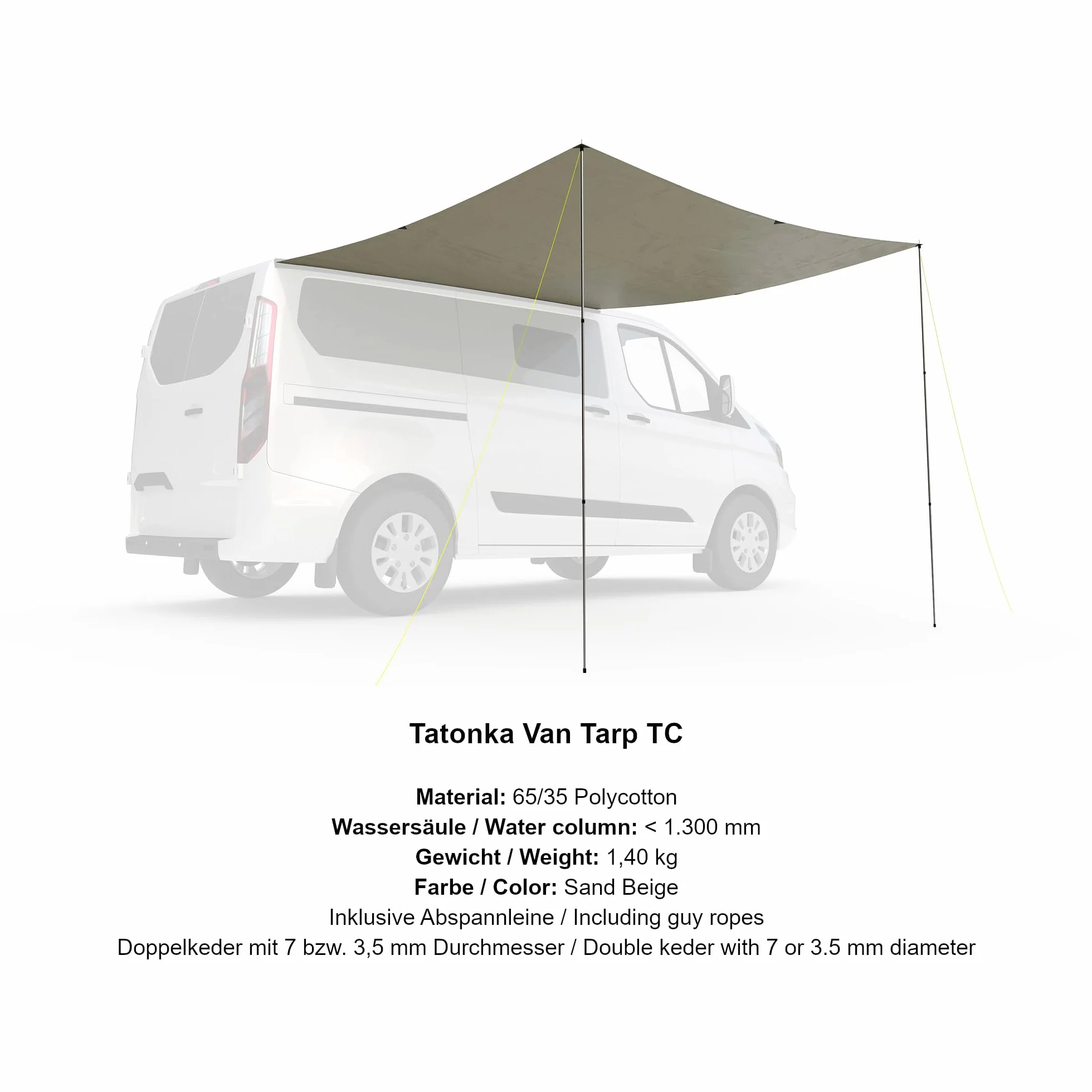 Tatonka Van Tarp (250 x 250 cm) - Tenda da sole impermeabile per camper - per barriera binari, parapioggia