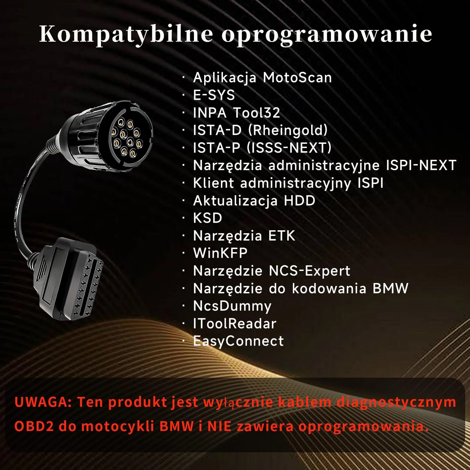 OBD2 Cavo adattatore moto BMW 10 pin a 16 pin per moto 1996-2016 GS-911 OBDLink LX ELM327