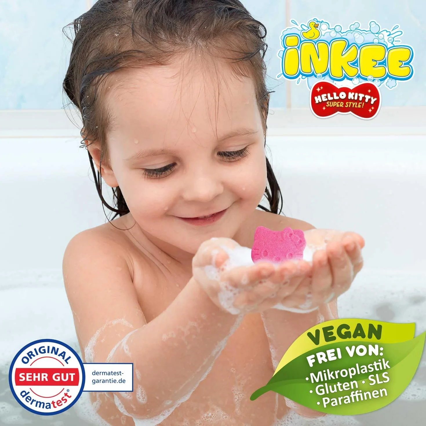 Hello Kitty INKEE Mini Pack 3 Pompe Da Bagno Bambini Forme Aromi Zucchero Filato