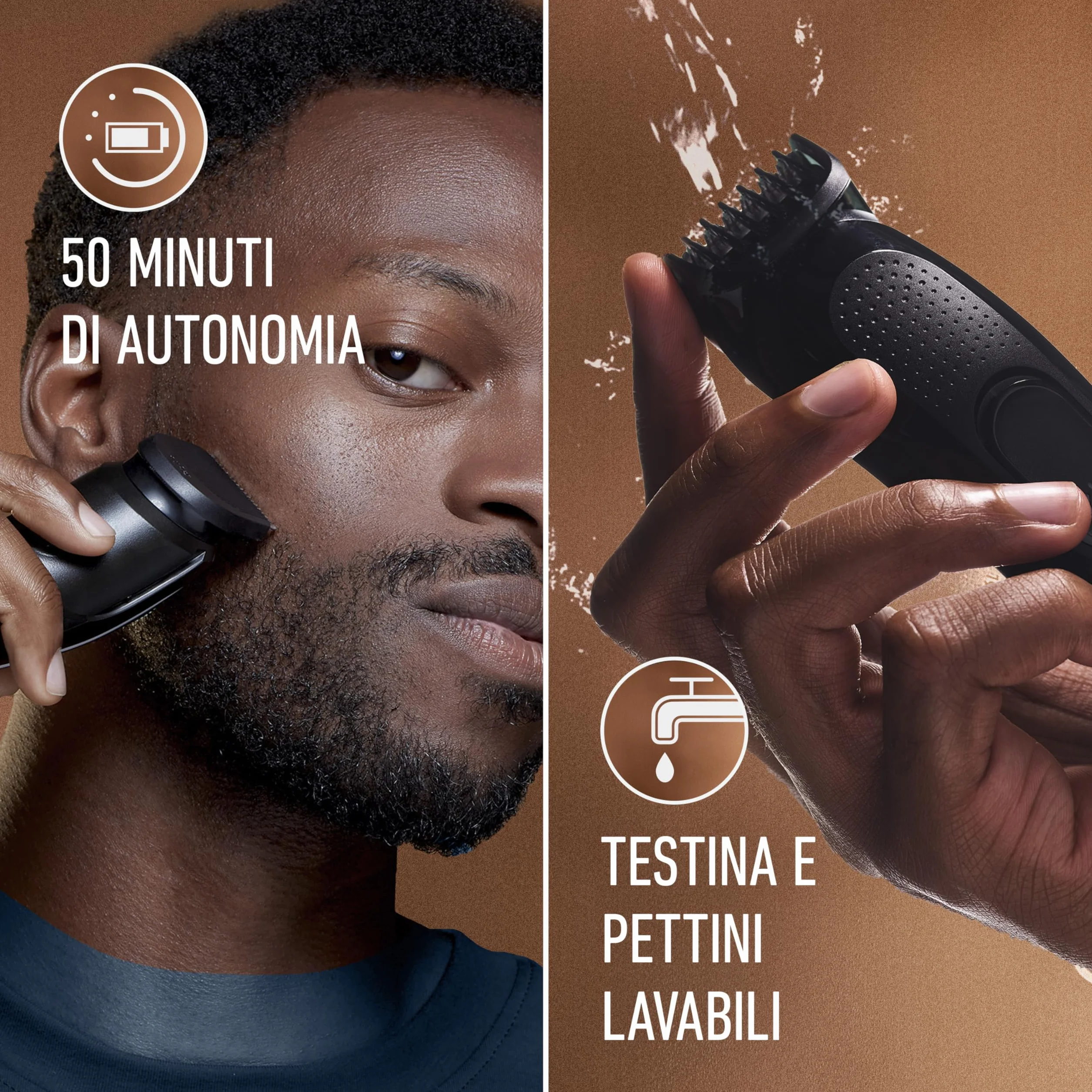 King C. Gillette Kit Regolabarba Uomo, Rasoio Barba Elettrico, 1 Testina, 3 Pettini Regolatori, 1 Spazzolina, 1 Caricatore