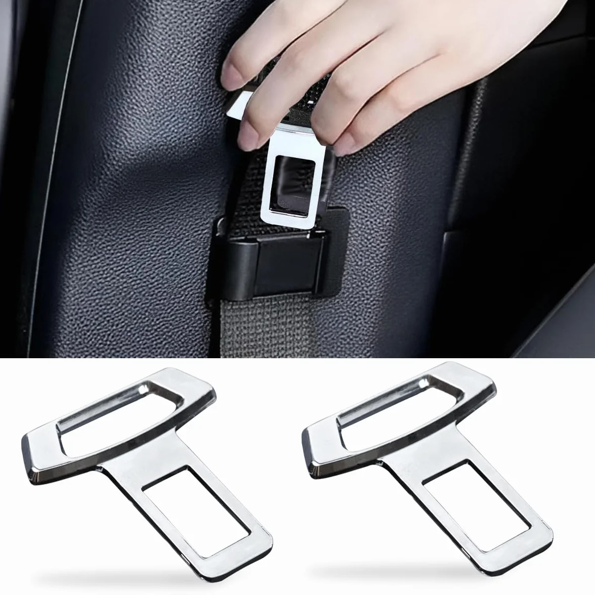 Argento Disattiva Allarme Della Cintura di Sicurezza, Disattiva Allarme Della Cintura con Apribottiglie Integrato, Ferma di Sicurezza Auto Cinture di Sicurezza per Veicoli, Supercar, SUV