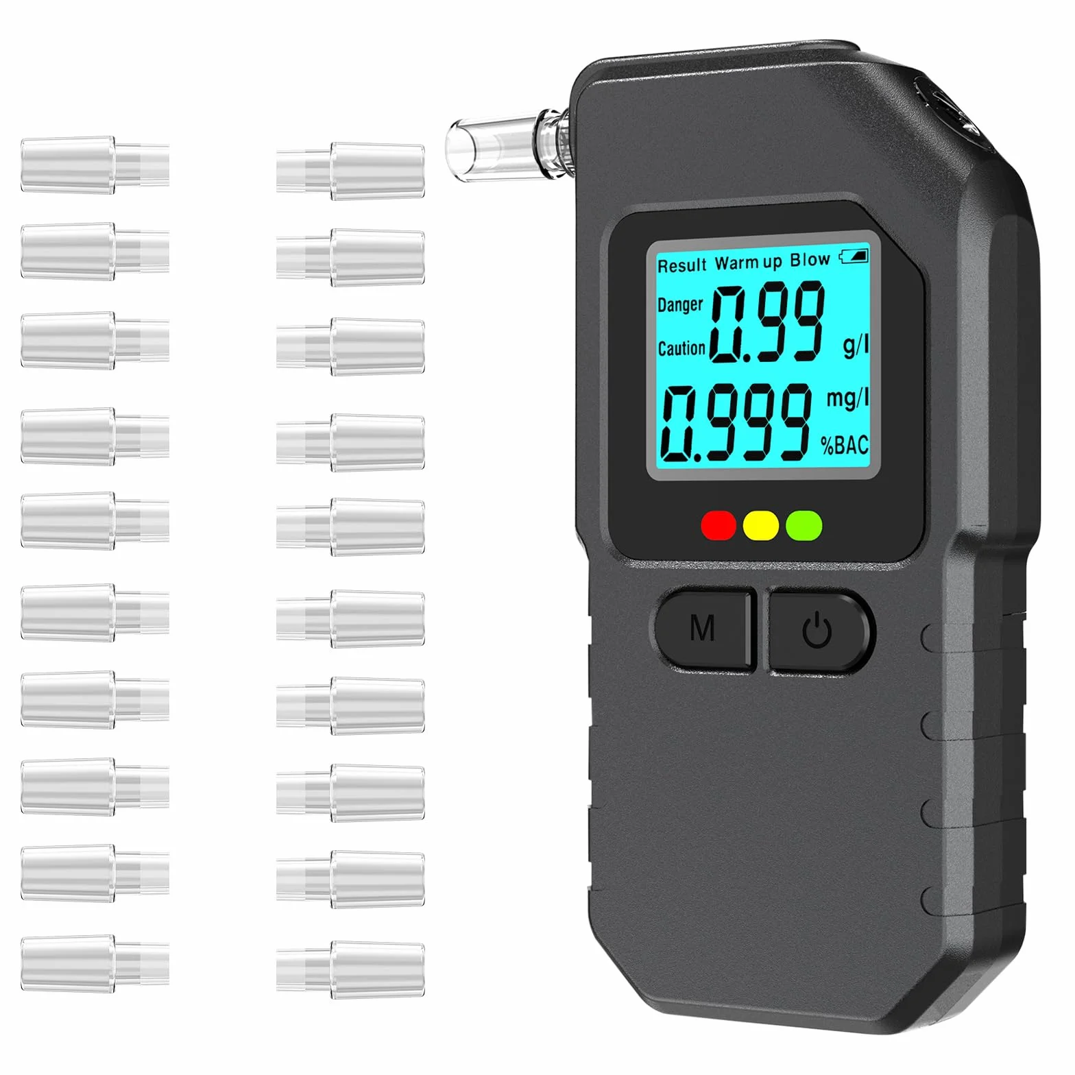 Etilometro Portatile Certificato Professionale Digitale con Display LED 20 Bocchette