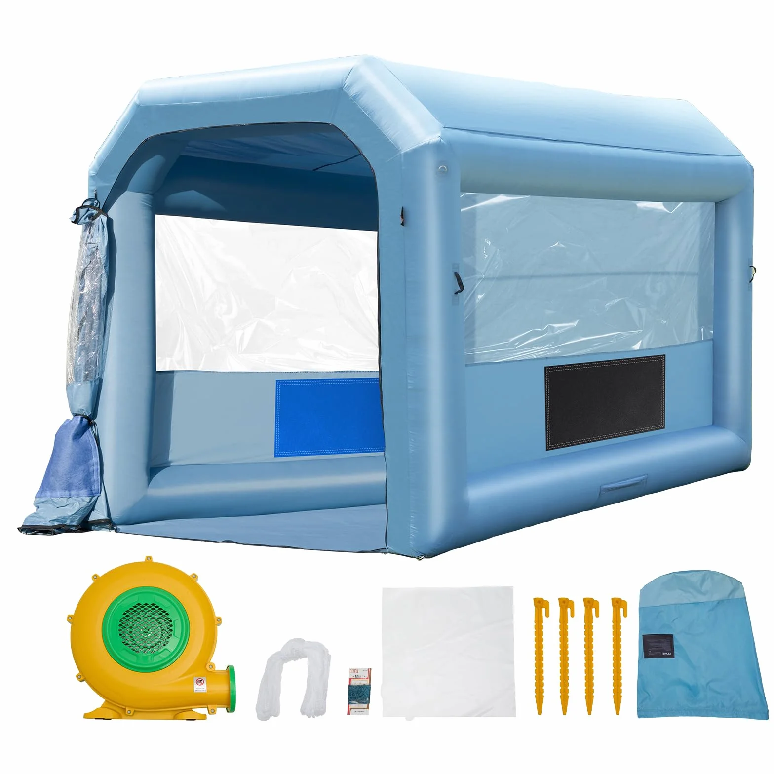VEVOR Cabina di Verniciatura Gonfiabile, Tenda di Verniciatura Gonfiabile Portatile Potente Ventilatore, Sistema di Filtro dell'Aria, Verniciatura per Auto Veicoli e Mobili 4 x 3 x 2,75 m, 750 W