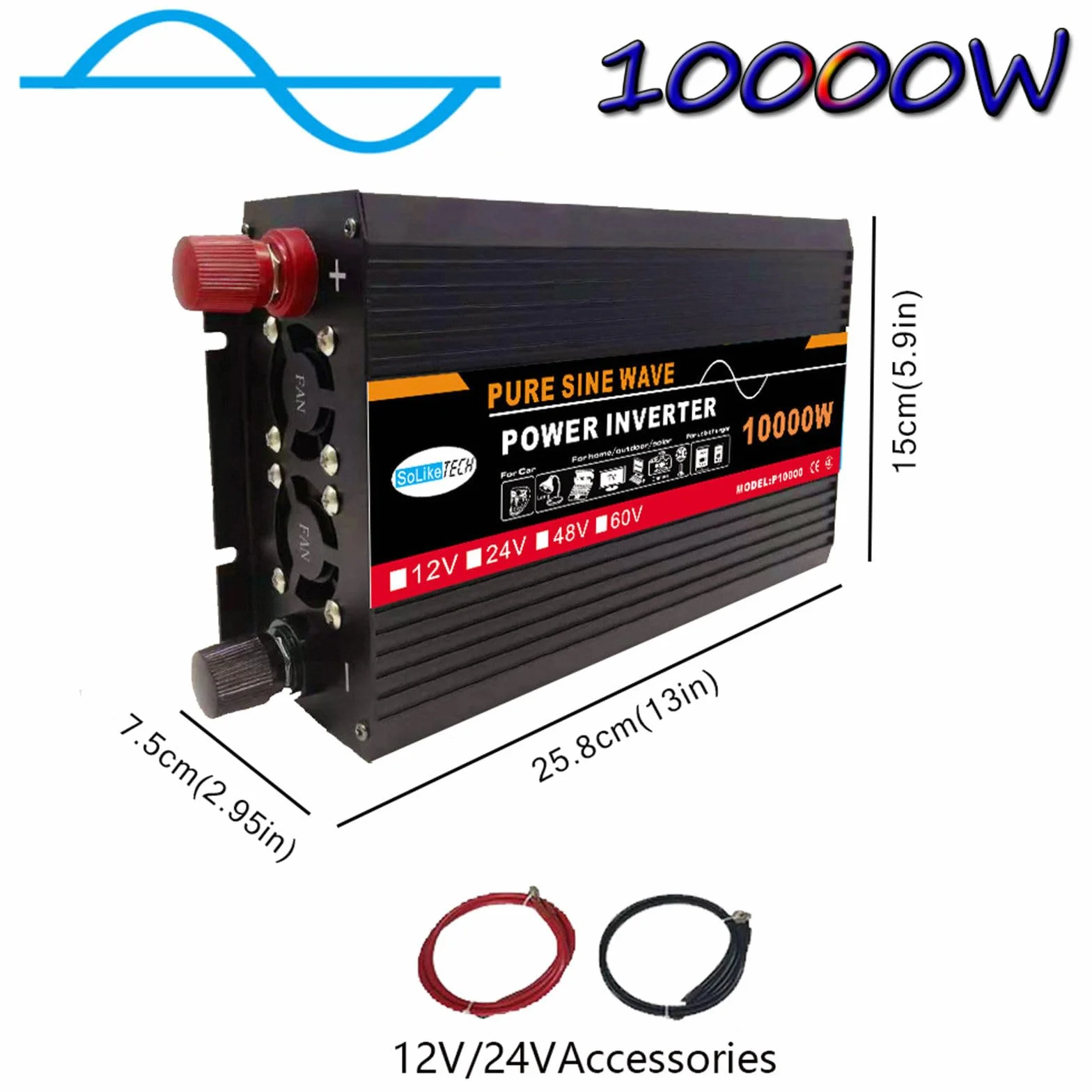Inverter a onda sinusoidale pura 10000W 24V DC 12V 24V 48V 60V a AC 220V Inverter solari di potenza