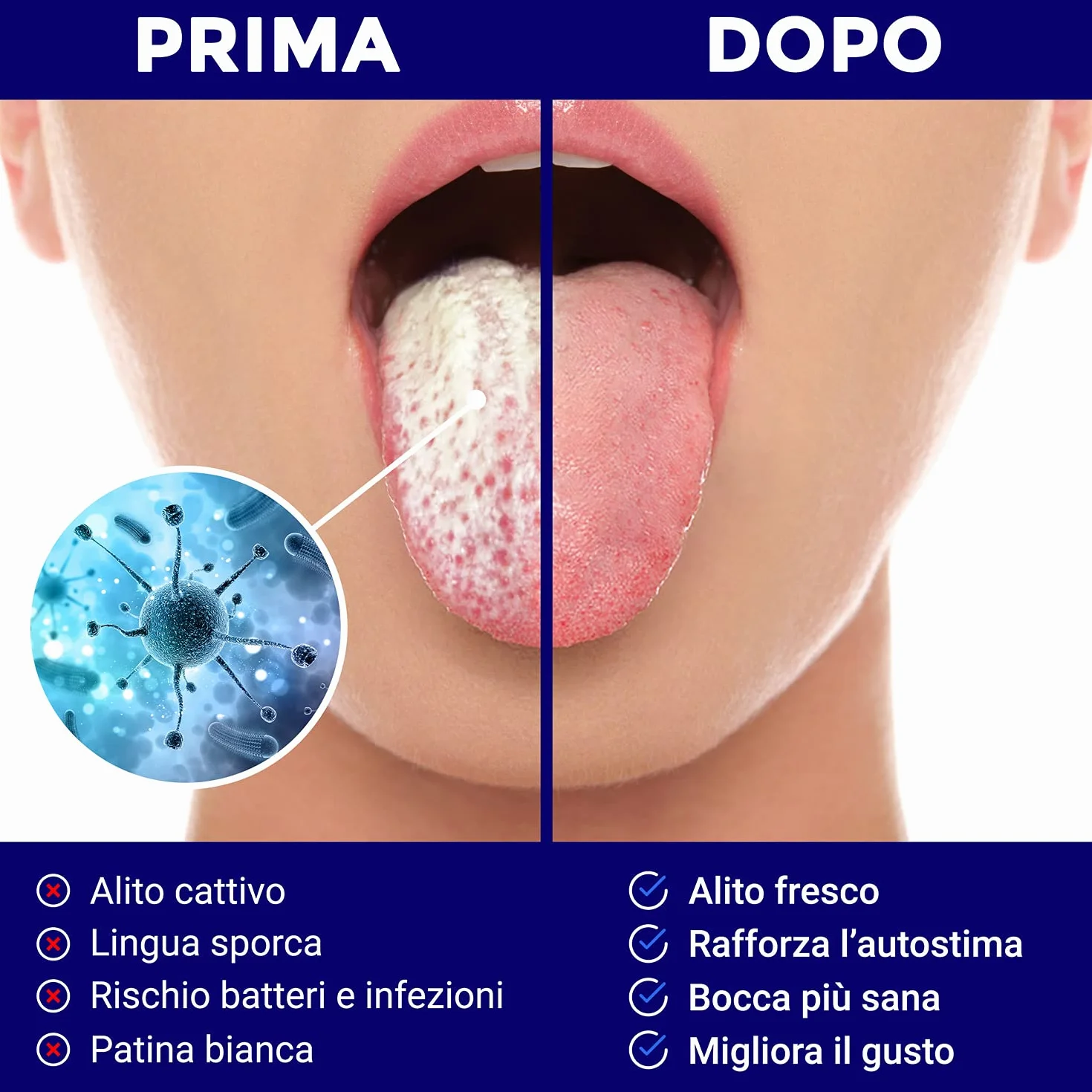 ORAVIX Raschietto lingua acciaio inox pulizia lingua alito cattivo
