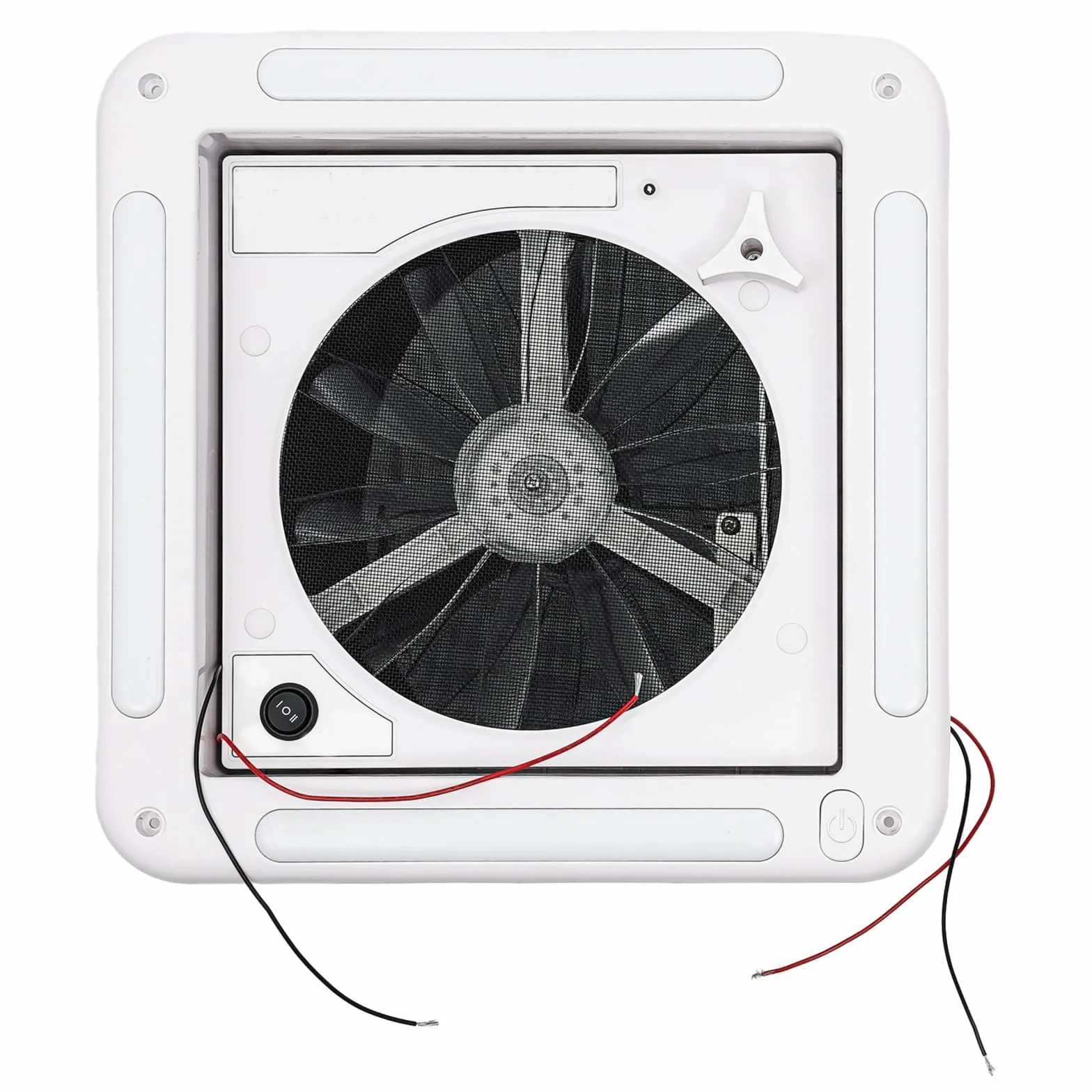 Ventilatore da tetto 28x28 cm 12V IP68 impermeabile silenzioso 20-65dB reversibile 4 LED 10 ali 5-35 m³/min telaio montaggio