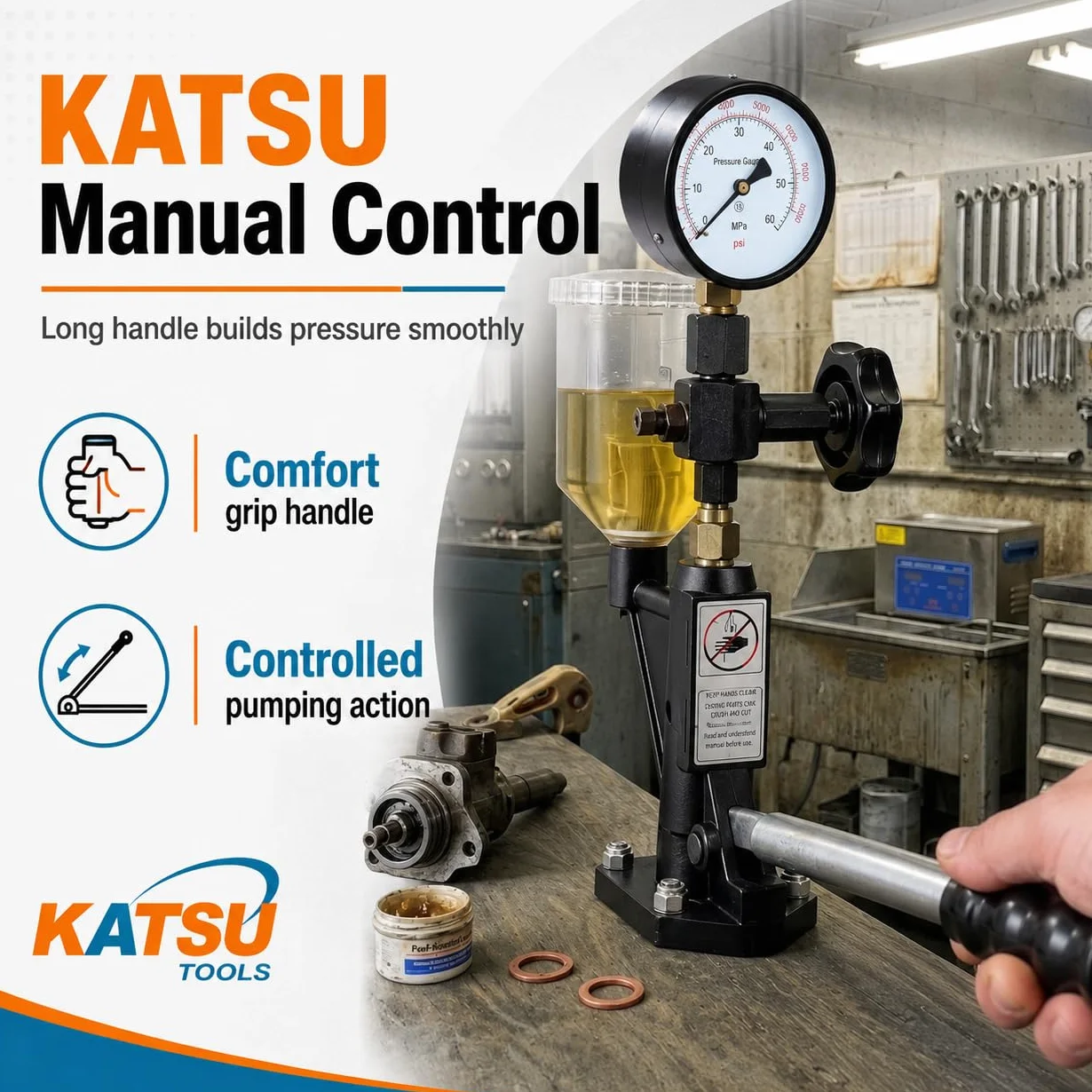 KATSU Tester Pressione per Ugelli Iniettori Motori Diesel da Macchina e Camion 600 Bar, 449949