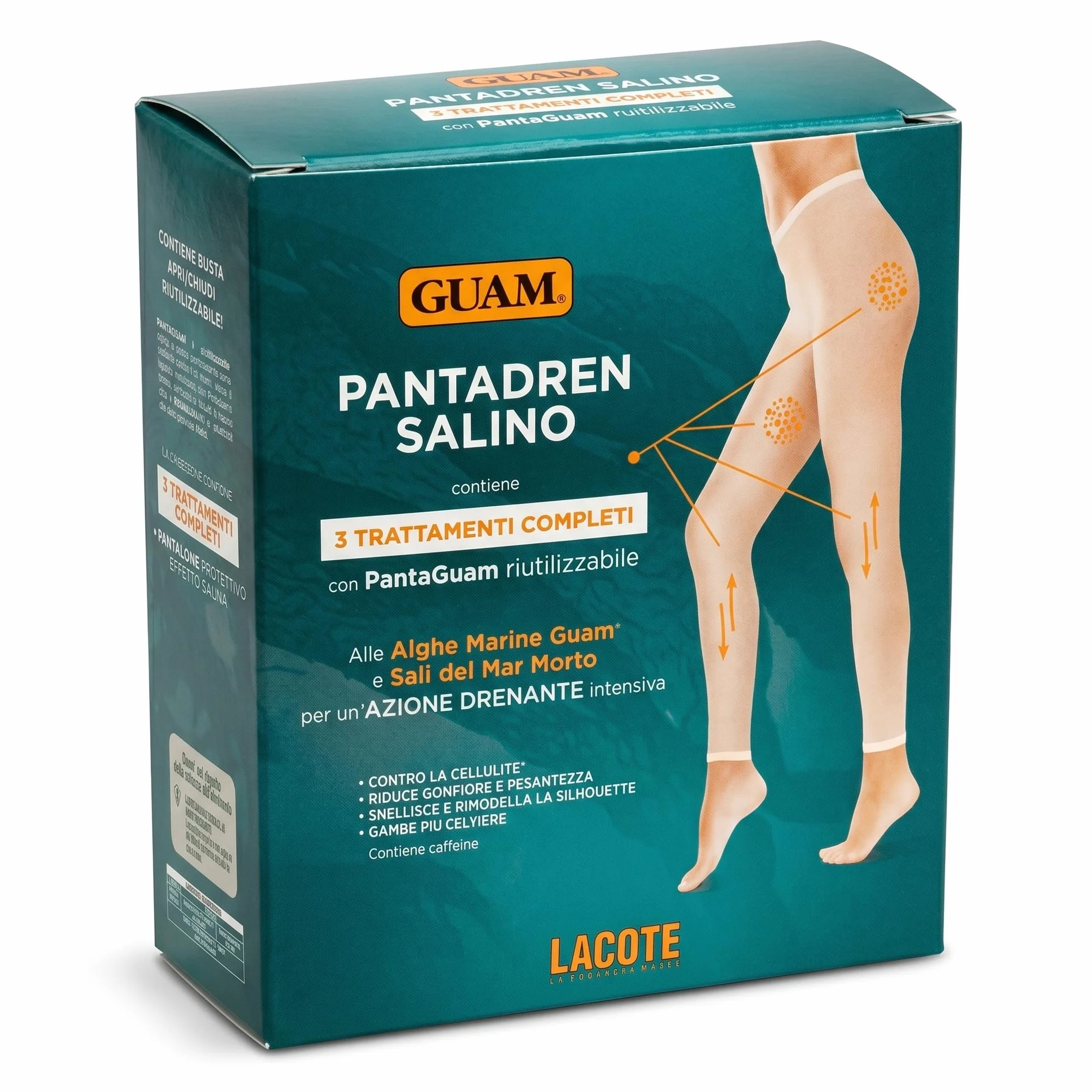 Guam Pantadren Salino 3 trattamenti completi con PantaGuam riutilizzabile + liquido attivatore 100 ml + pantalone protettivo effetto sauna