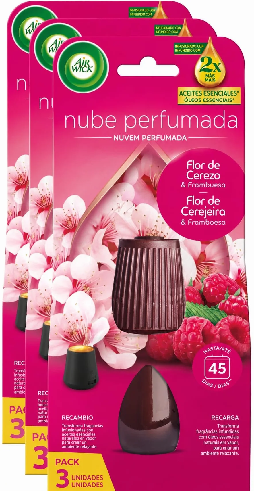 Air Wick Ricarica Oli Essenziali Armonia Istantanea 3x20ml Ciliegio Lamponi