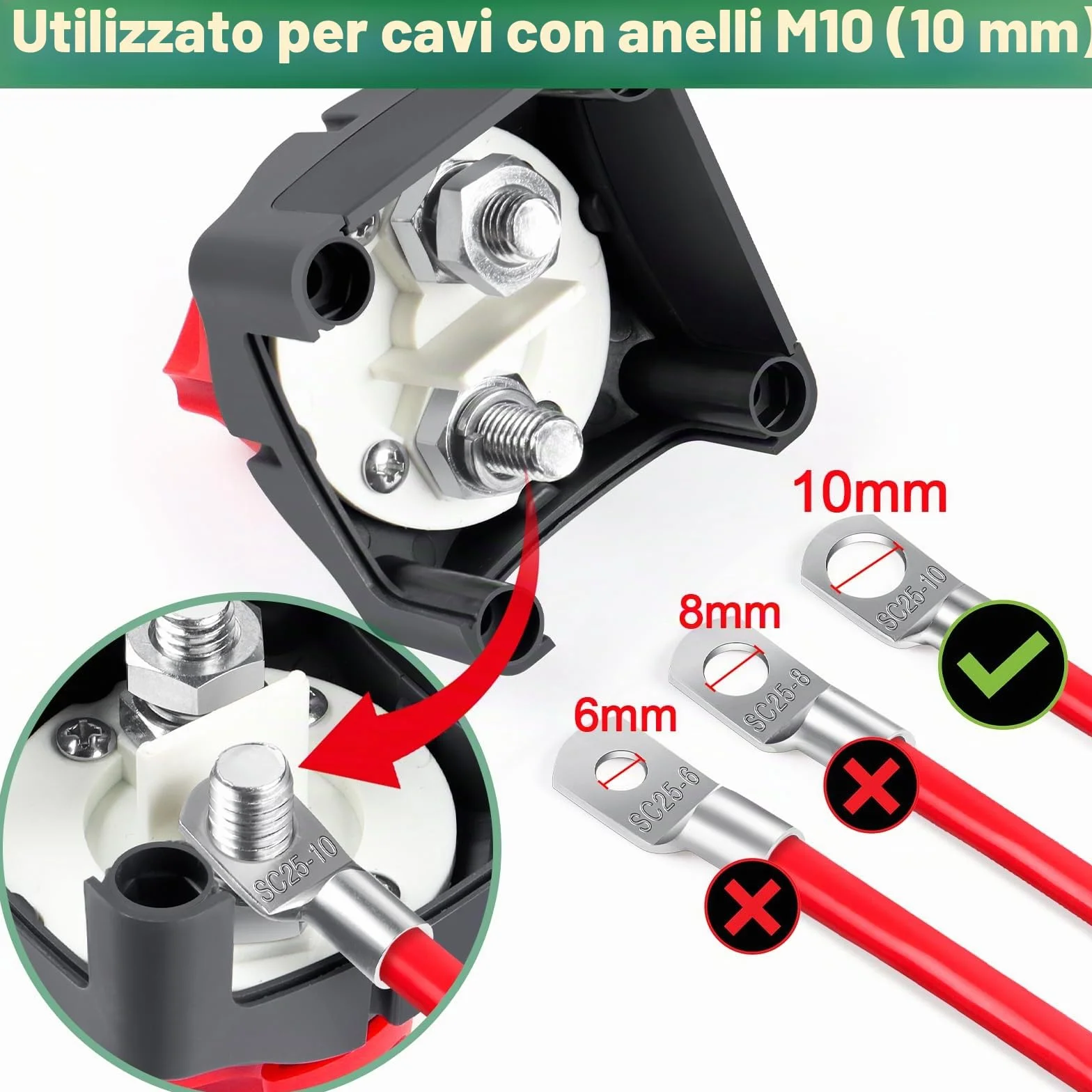 Bolatus Stacca Batteria 12V 24V 48V Staccabatteria On-Off, Interruttore di alimentazione principale Sezionatore batteria Master 200A per Camper Yacht Barca Camion Autobus Moto