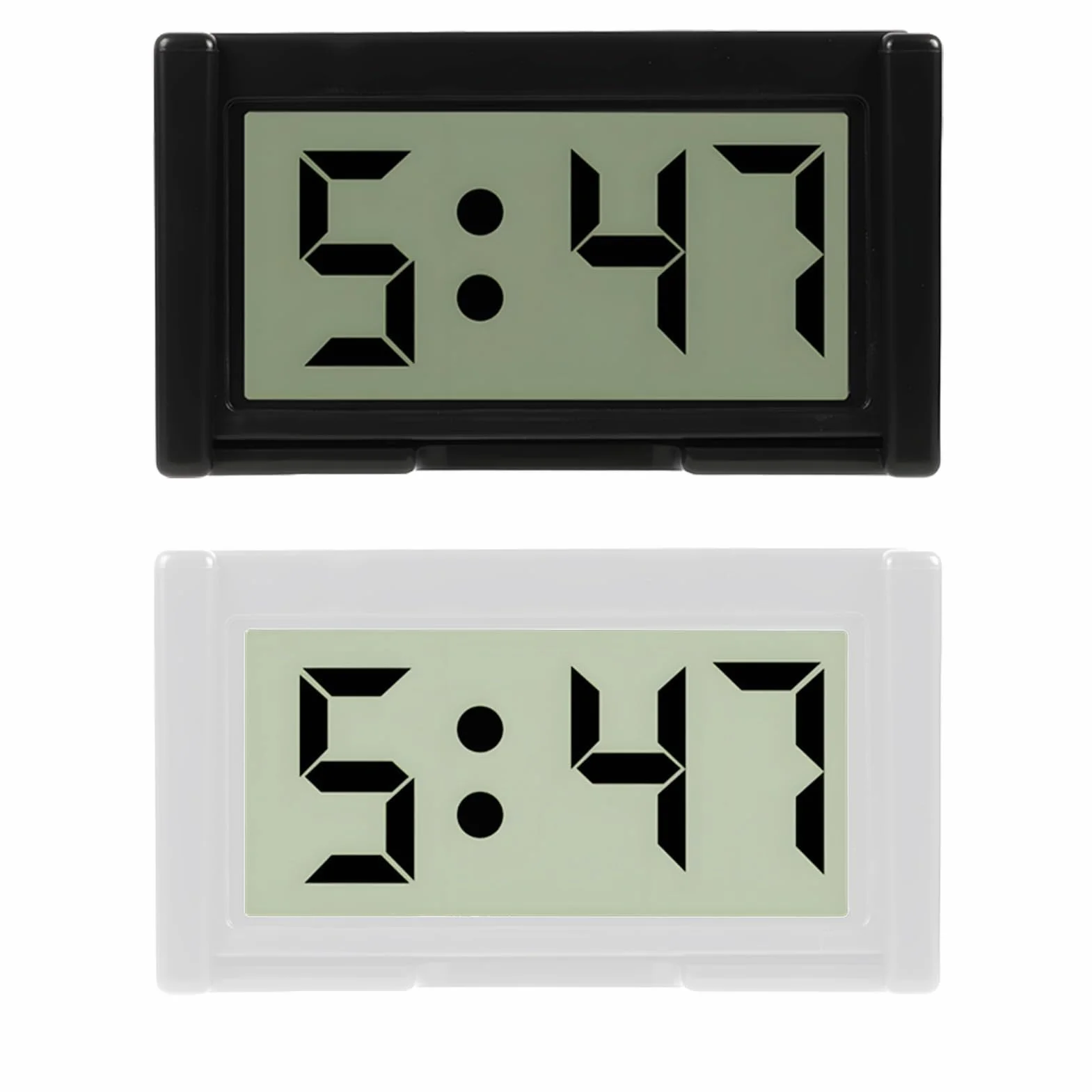 Mini Orologio Digitale da Auto LCD Elettronico, 2 Pezzi Bianco e Nero