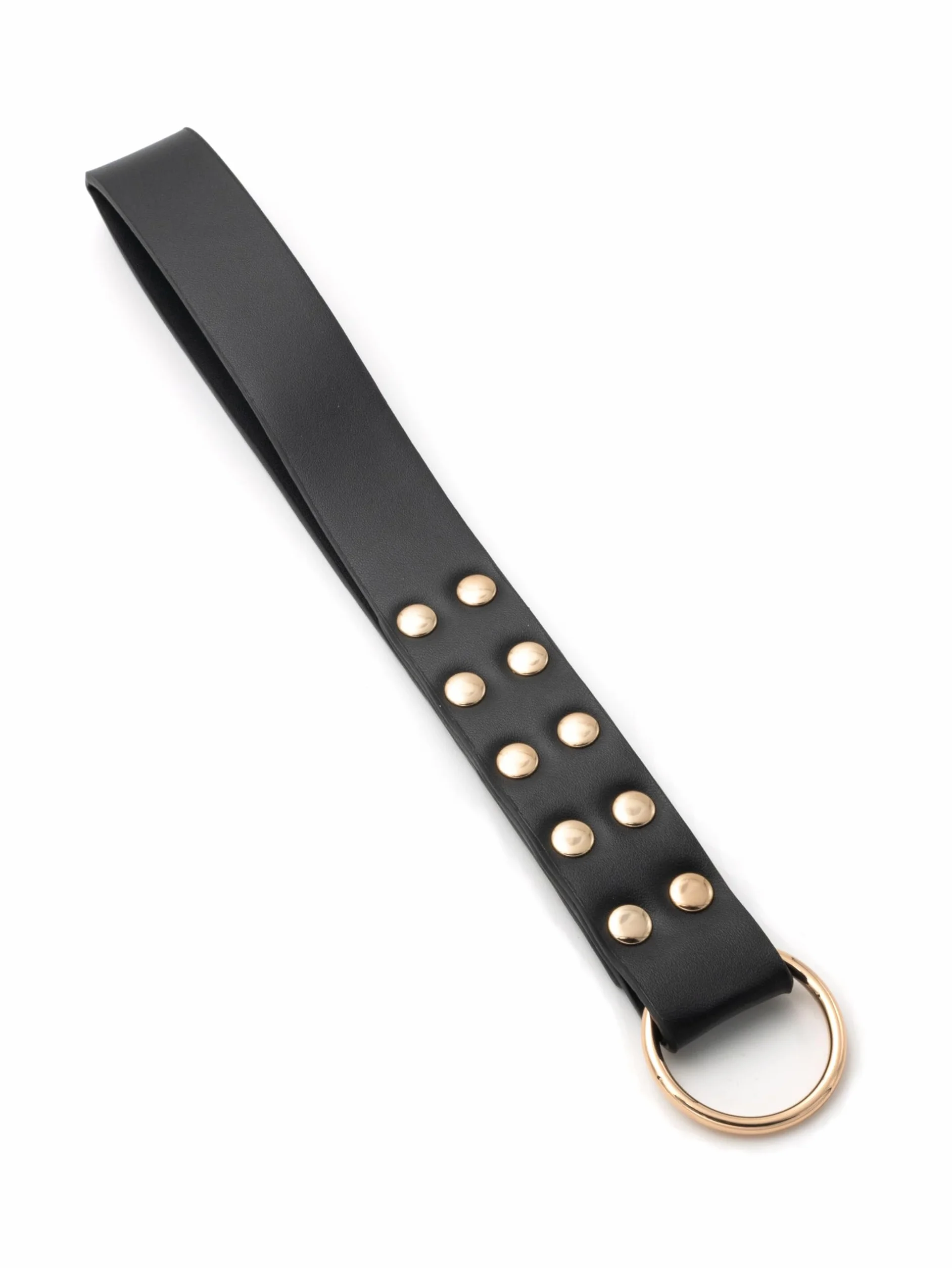 BONDAGERIE® Cinghia con rivetti e anellino paletta corta ecopelle