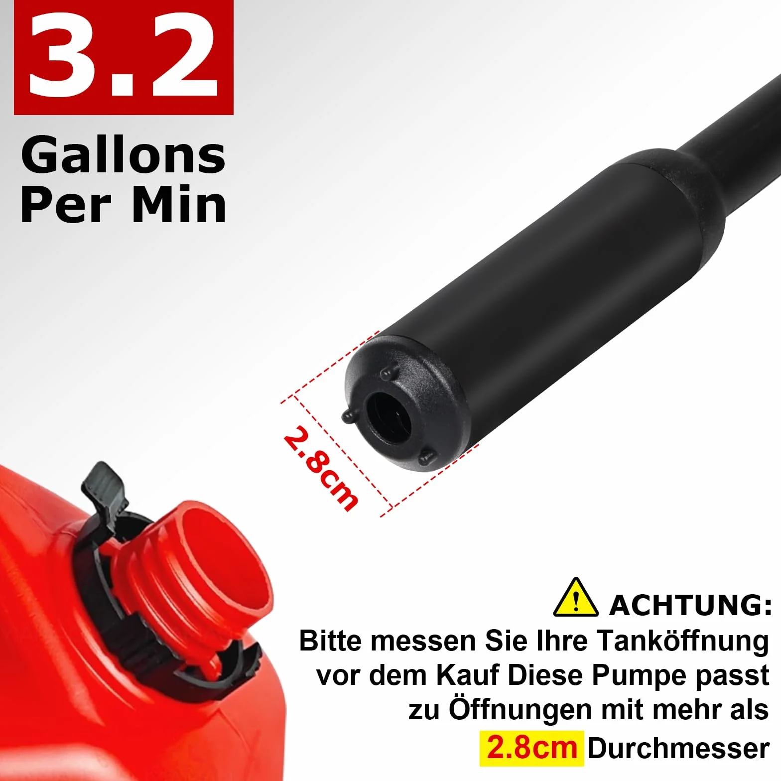 Pompa del carburante elettrica, innhom 3.2 GPM (12 L/min) a batteria, pompa a trasferimento liquido per benzina e diesel, pompa a sifone portatile con tubo e controllo del flusso
