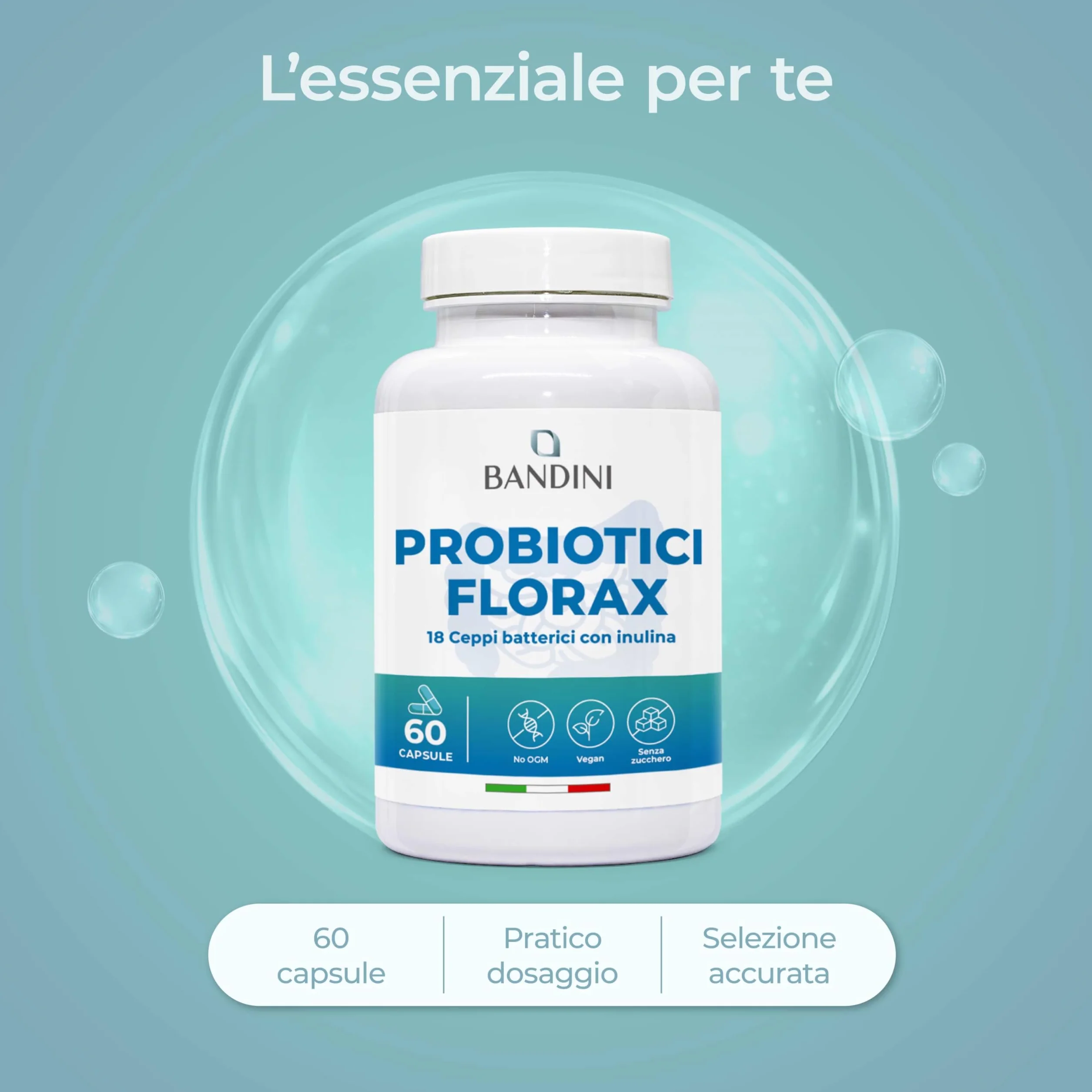 Bandini FLORAX PROBIOTICS Probiotici 20 Miliardi UFC 18 Ceppi Batterici 60 Capsule